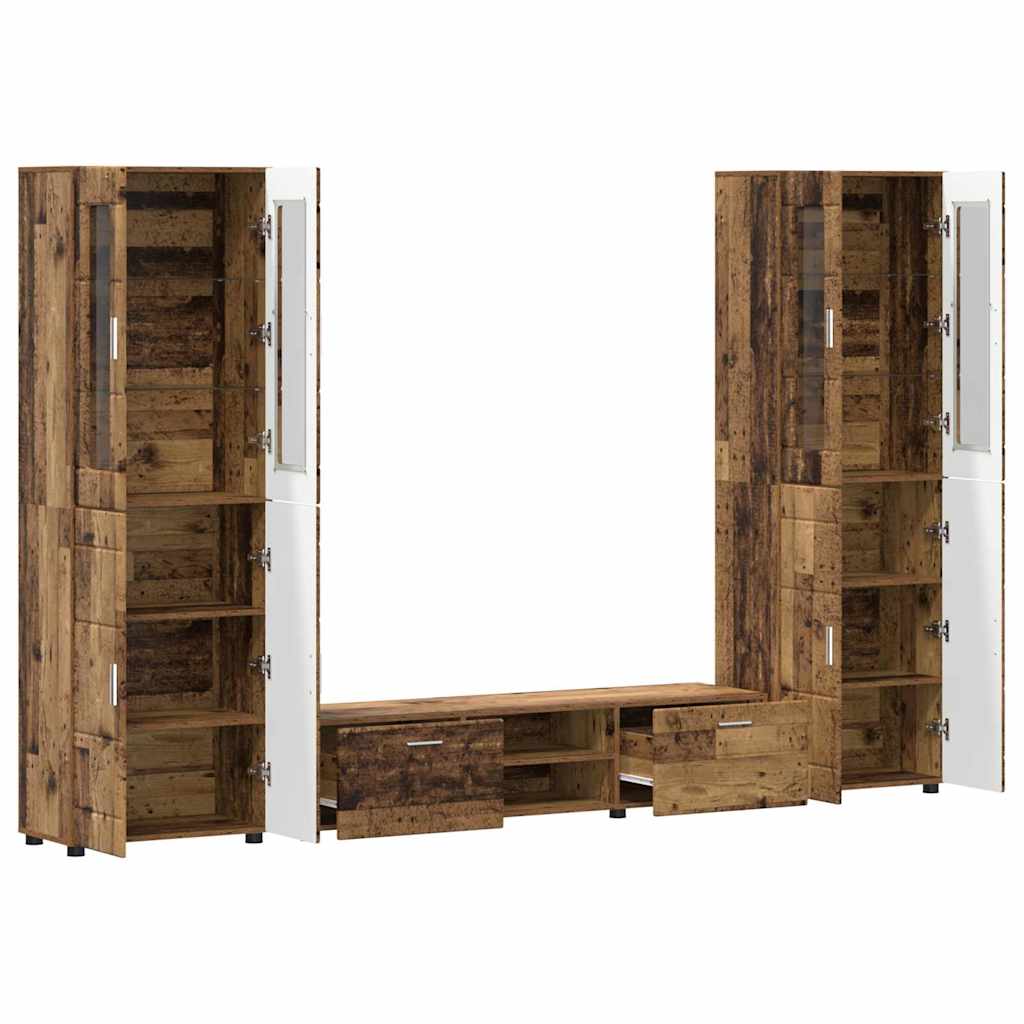 TV-Schrankset mit Schubladen FLORIN 3 pcs Altholz Holzwerkstoff