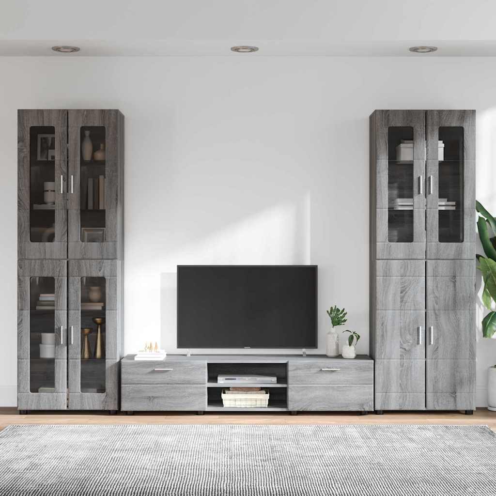 TV-Schrankset mit Tür FLORIN 3 pcs Graues Sonoma Holzwerkstoff