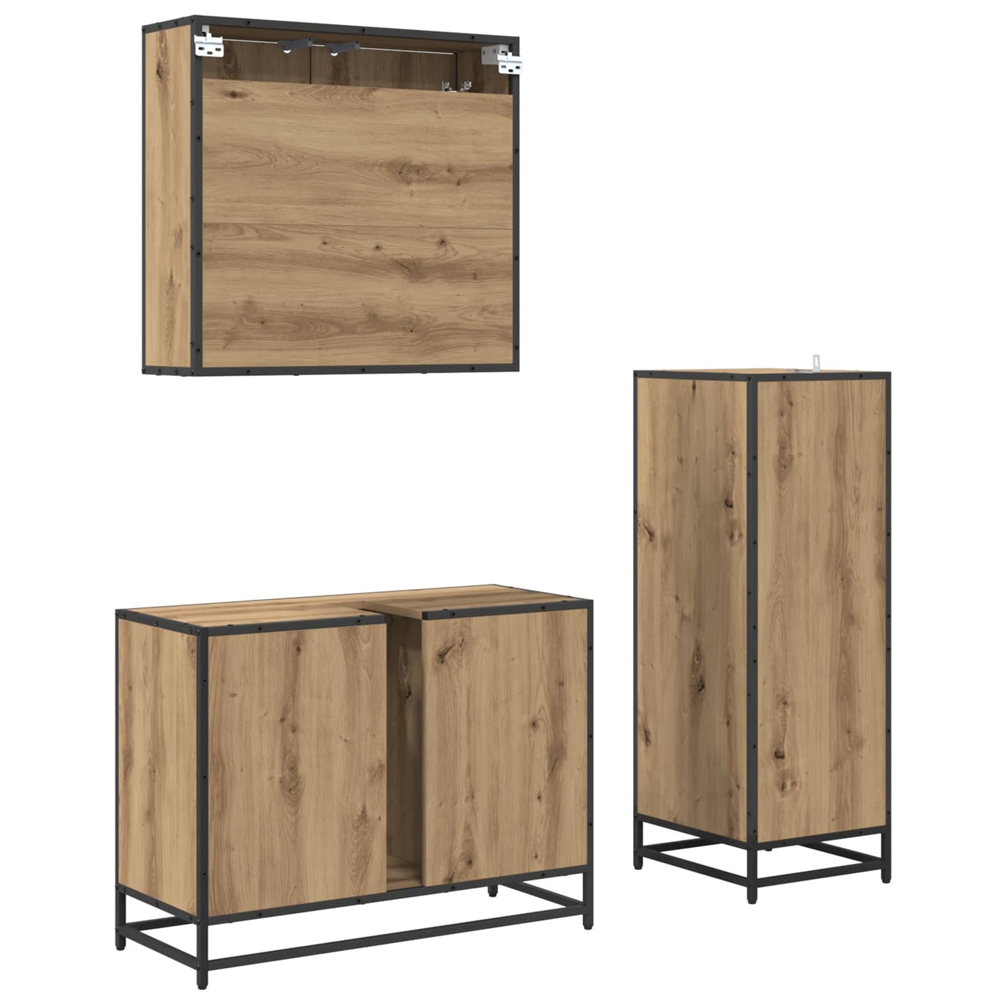 Badezimmermöbel-Set mit Regal 3 pcs Artisan-Eiche Holzwerkstoff