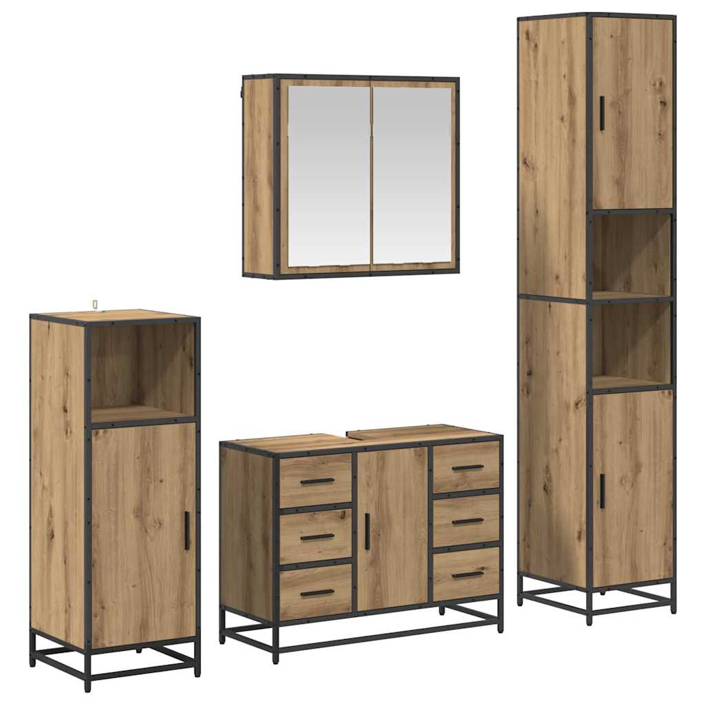 Badezimmermöbel-Set mit Regal 4 pcs Artisan-Eiche Holzwerkstoff