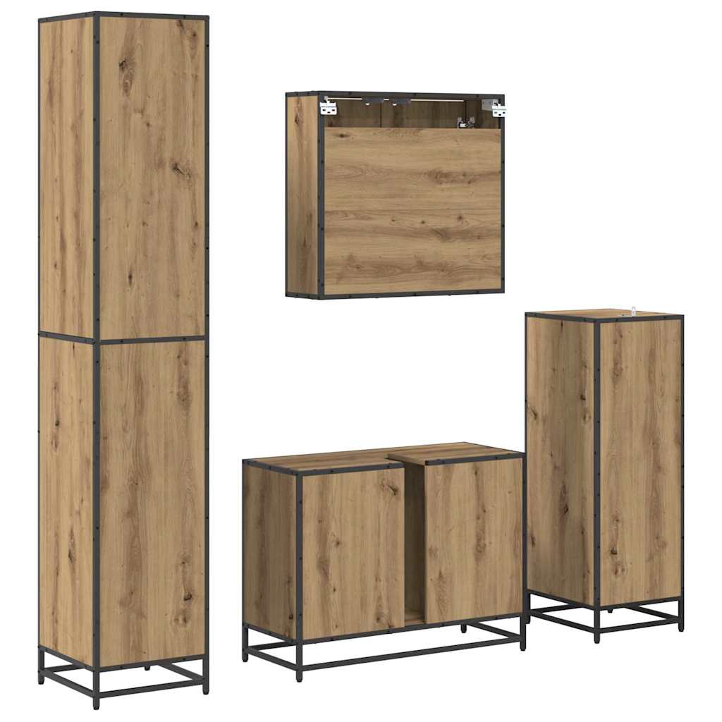 Badezimmermöbel-Set mit Regal 4 pcs Artisan-Eiche Holzwerkstoff