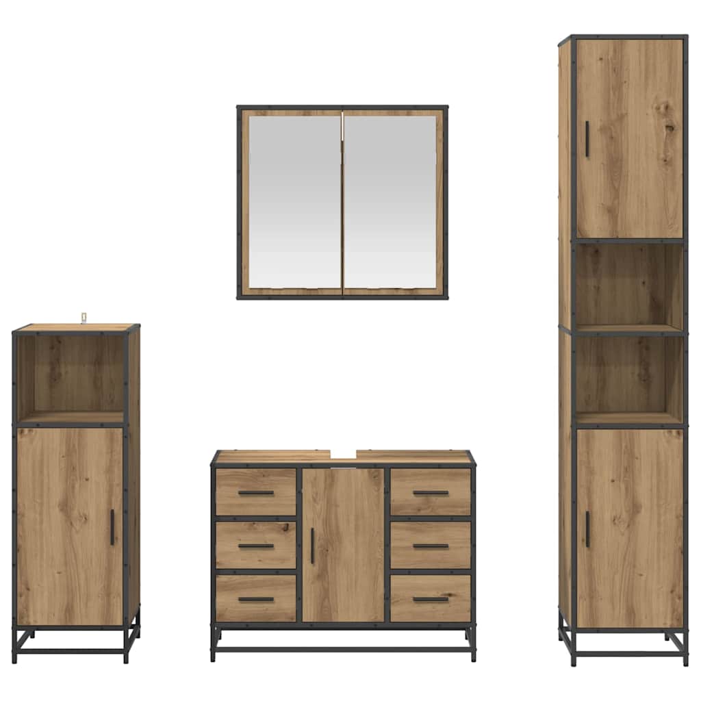 Badezimmermöbel-Set mit Regal 4 pcs Artisan-Eiche Holzwerkstoff