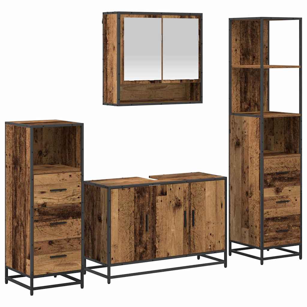 Badezimmermöbel-Set mit Schubladen 4 pcs Altholz Holzwerkstoff