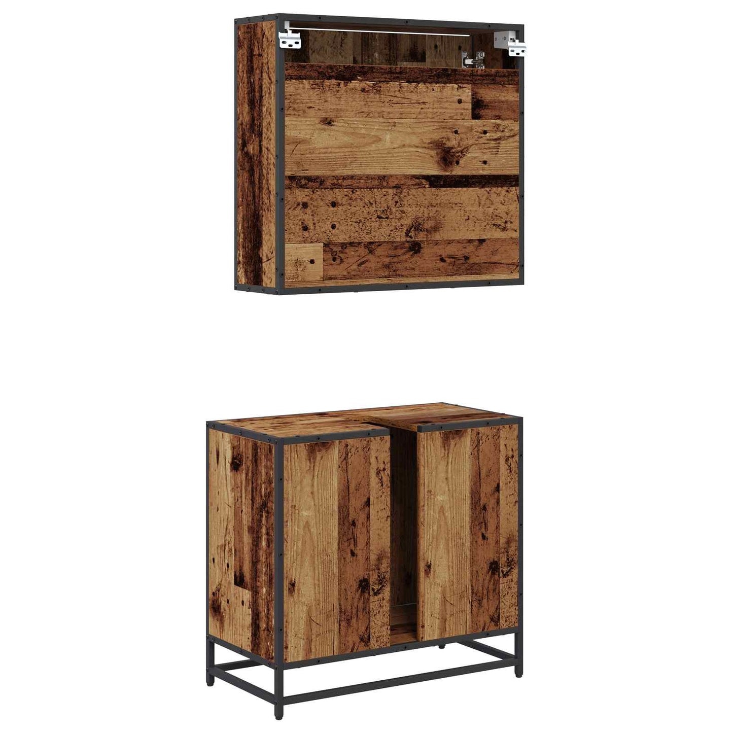 Badezimmermöbel-Set mit Regal 2 pcs Altholz Holzwerkstoff