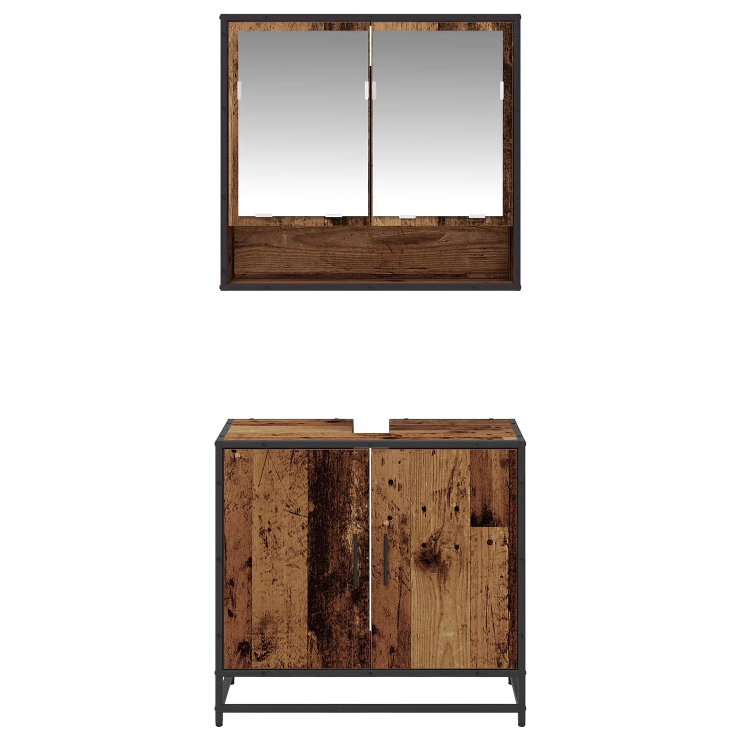 Badezimmermöbel-Set mit Regal 2 pcs Altholz Holzwerkstoff