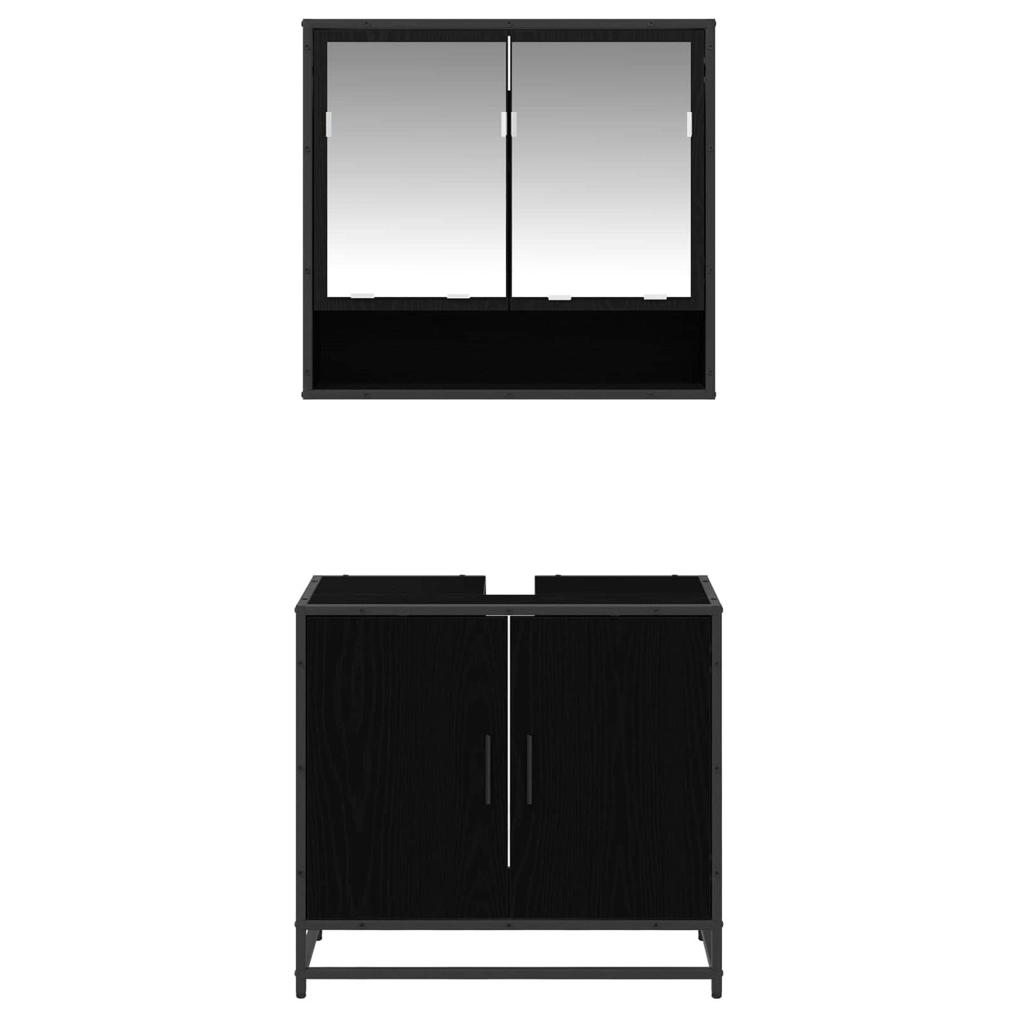 Badezimmermöbel-Set 2 pcs Schwarz Eichen-Optik Holzwerkstoff