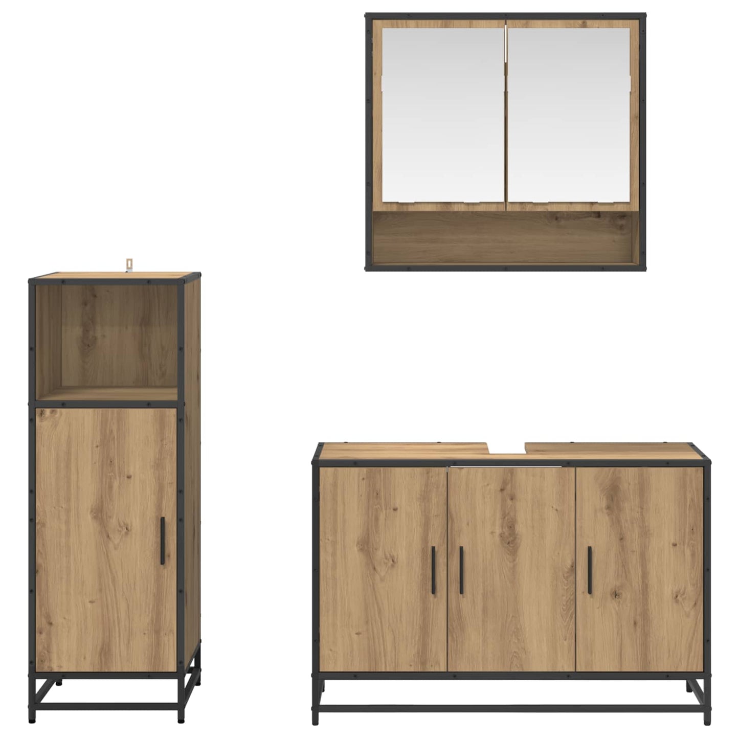 Badezimmermöbel-Set mit Regal 3 pcs Artisan-Eiche Holzwerkstoff
