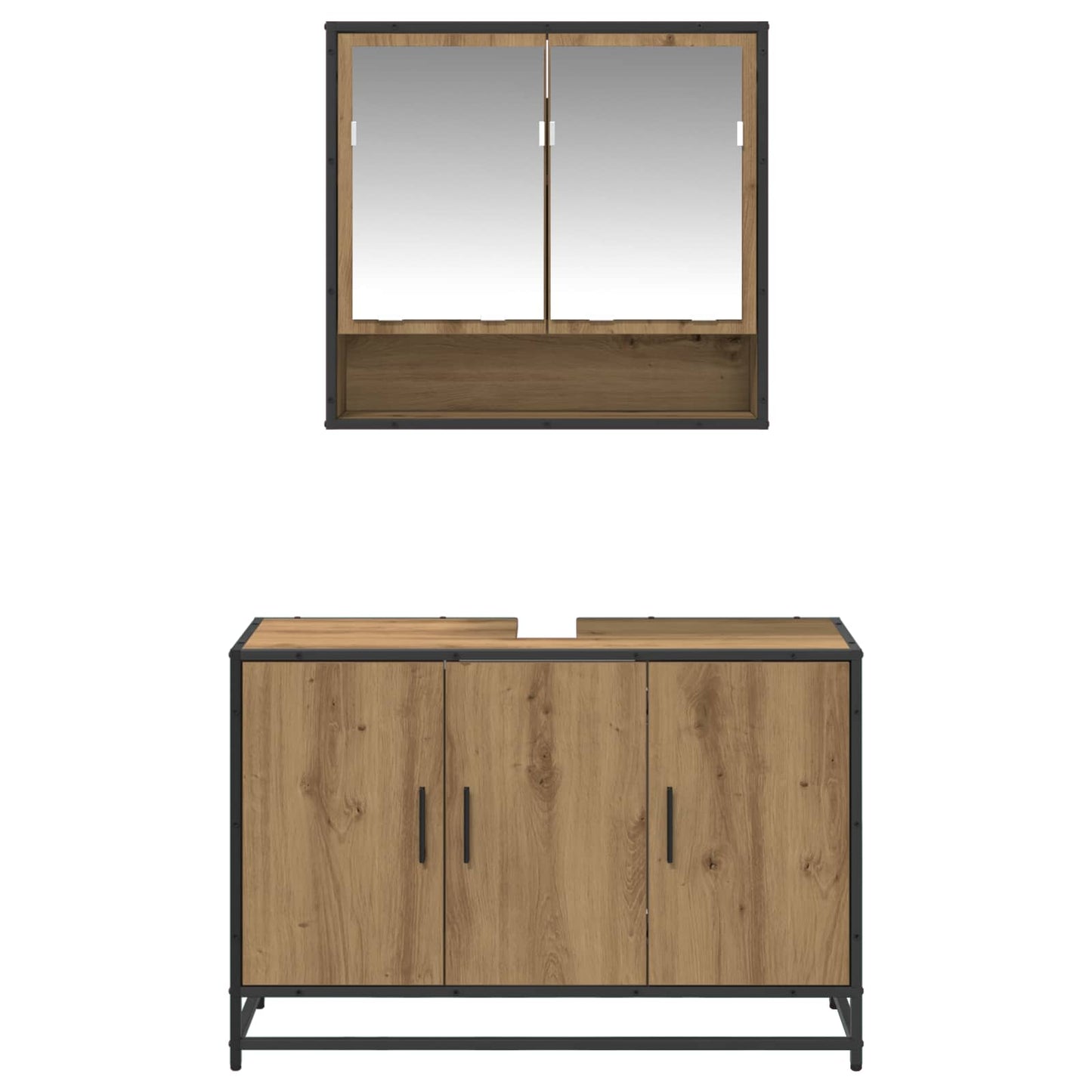 Badezimmermöbel-Set mit Regal 2 pcs Artisan-Eiche Holzwerkstoff