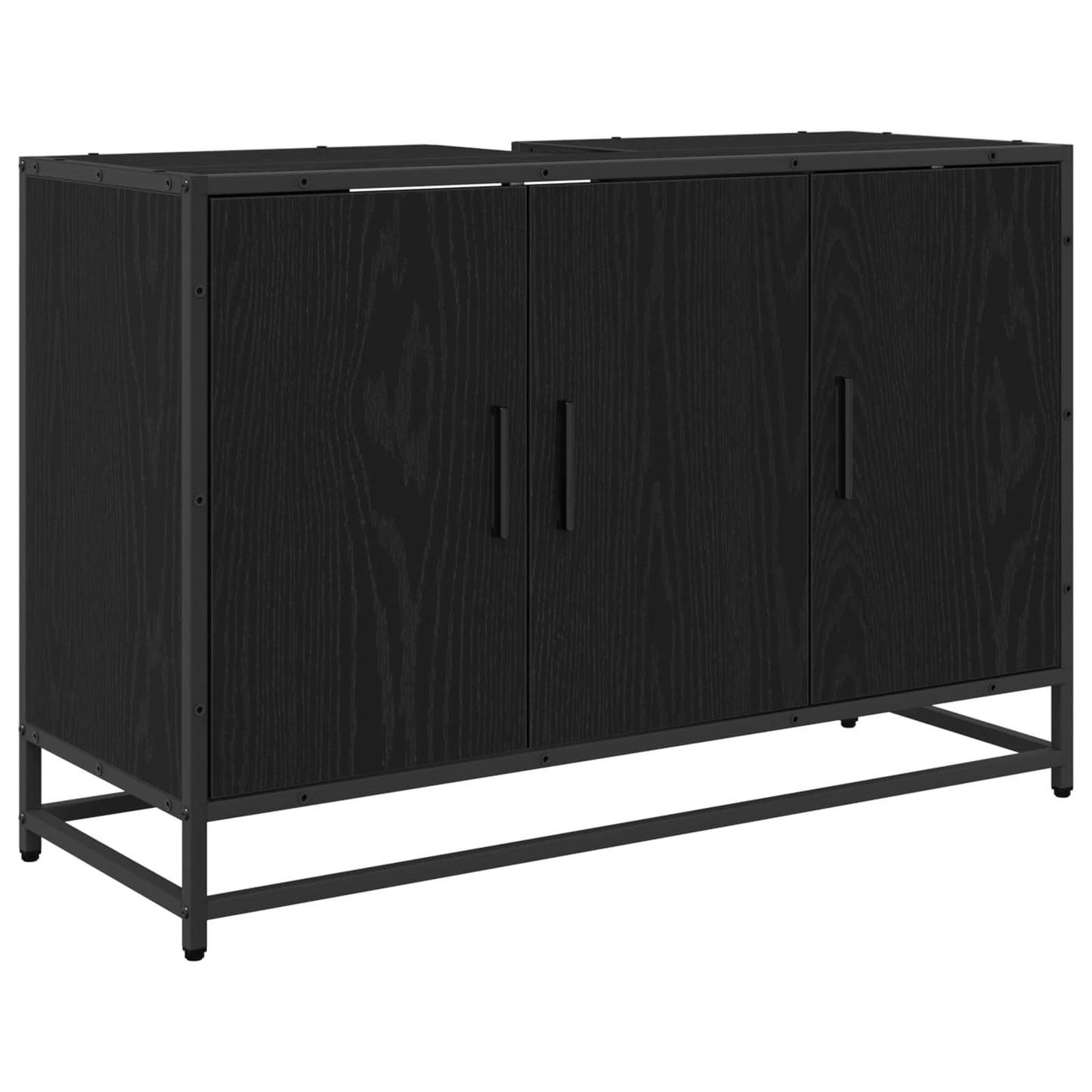 Badezimmermöbel-Set 2 pcs Schwarz Eichen-Optik Holzwerkstoff