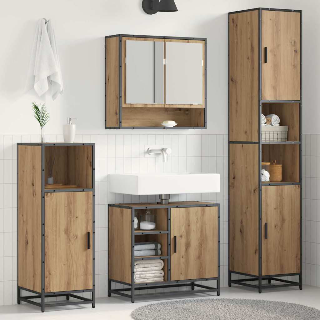 Badezimmermöbel-Set mit Regal 4 pcs Artisan-Eiche Holzwerkstoff