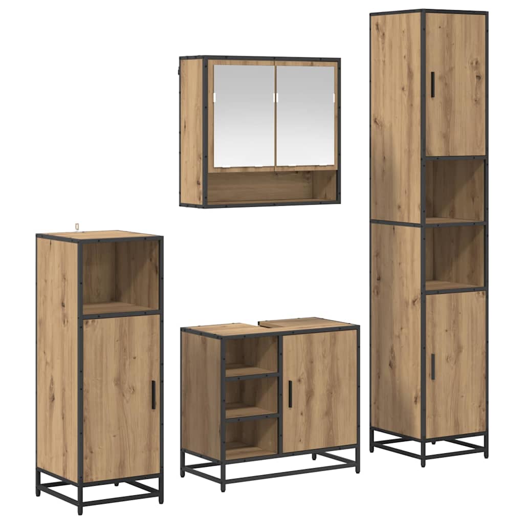 Badezimmermöbel-Set mit Regal 4 pcs Artisan-Eiche Holzwerkstoff