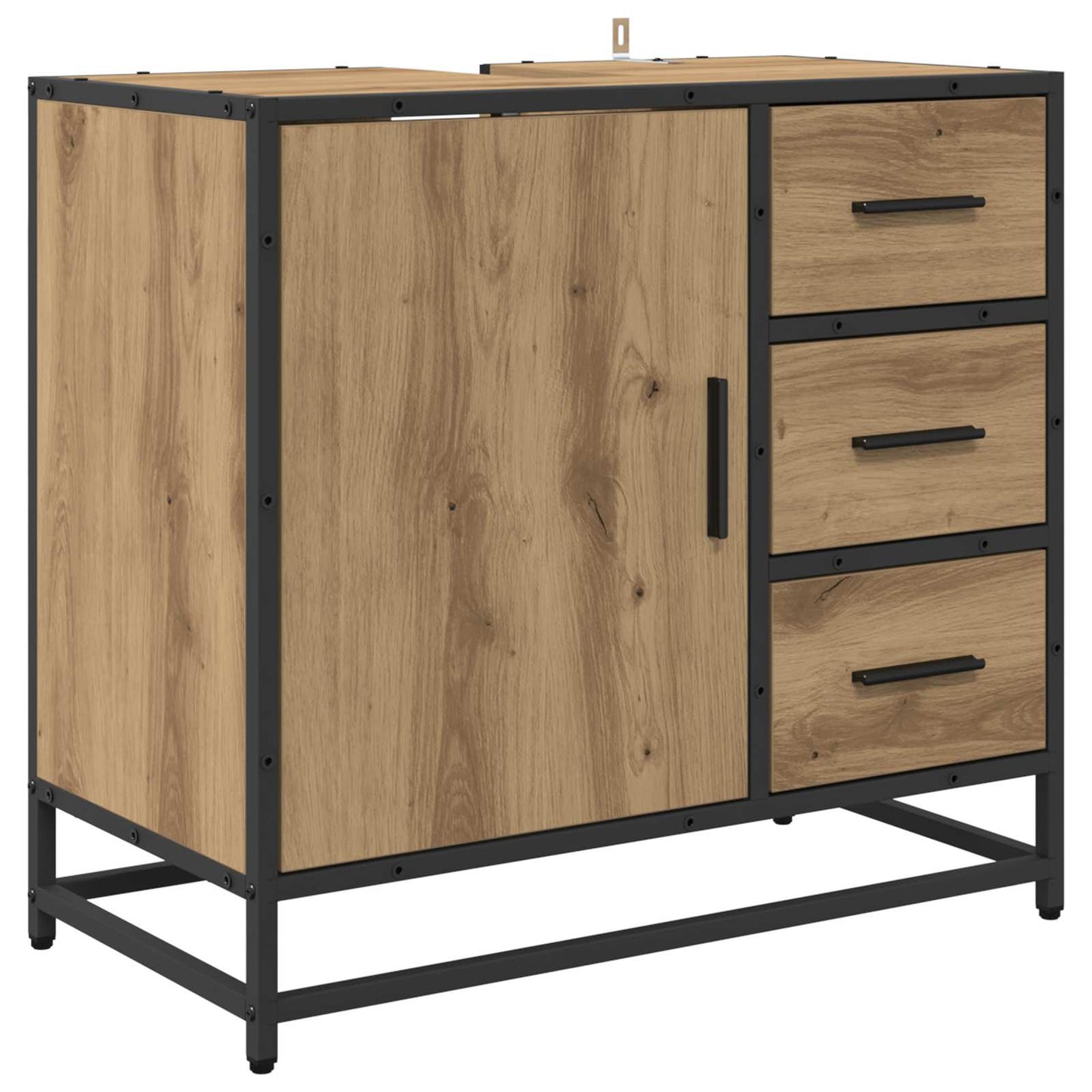 Badezimmermöbel-Set mit Regal 3 pcs Artisan-Eiche Holzwerkstoff