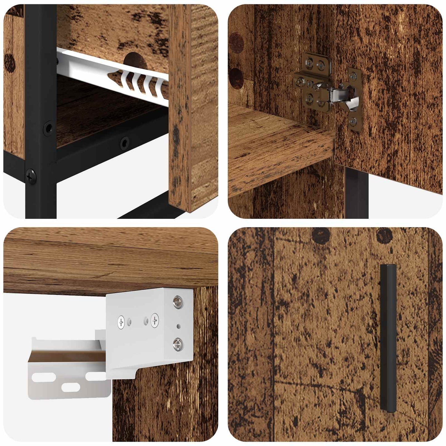 Badezimmermöbel-Set mit Schubladen 3 pcs Altholz Holzwerkstoff