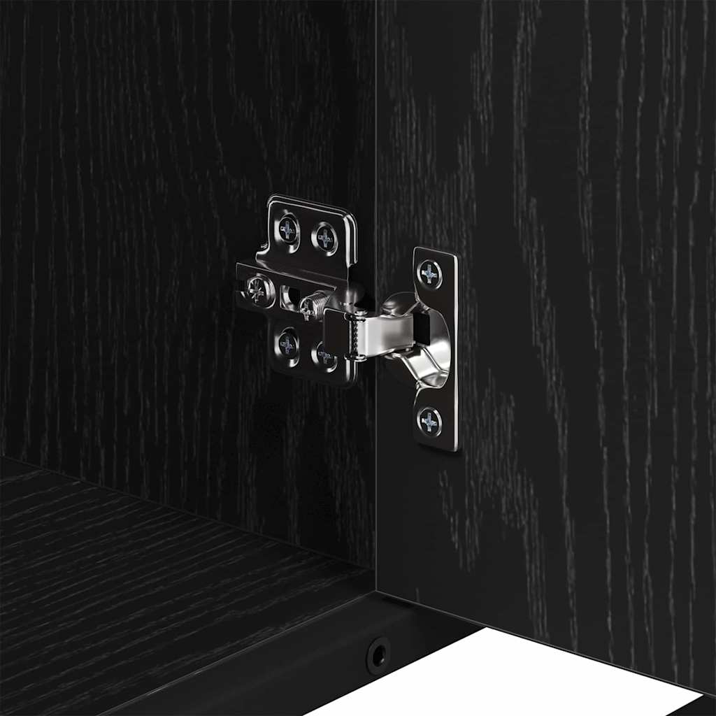 Badezimmermöbel-Set 2 pcs Schwarz Eichen-Optik Holzwerkstoff