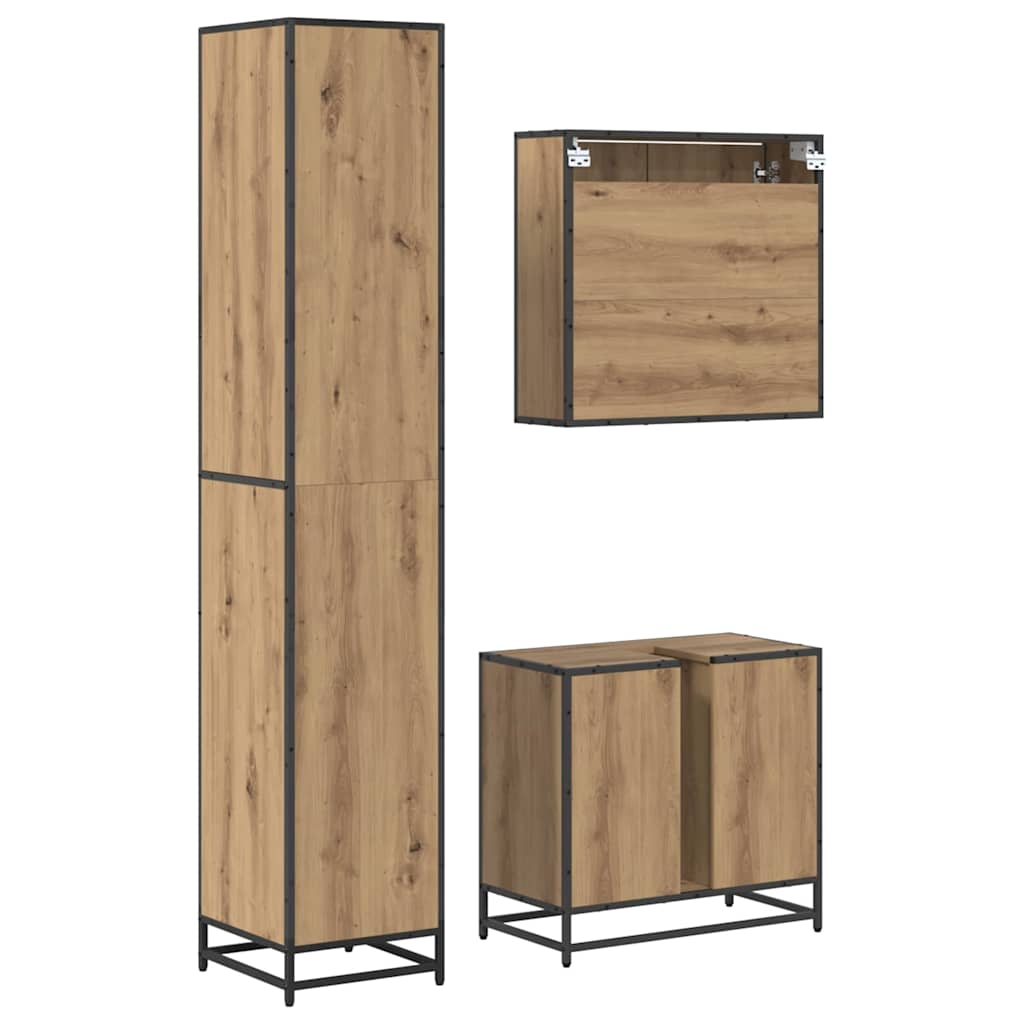 Badezimmermöbel-Set mit Regal 3 pcs Artisan-Eiche Holzwerkstoff