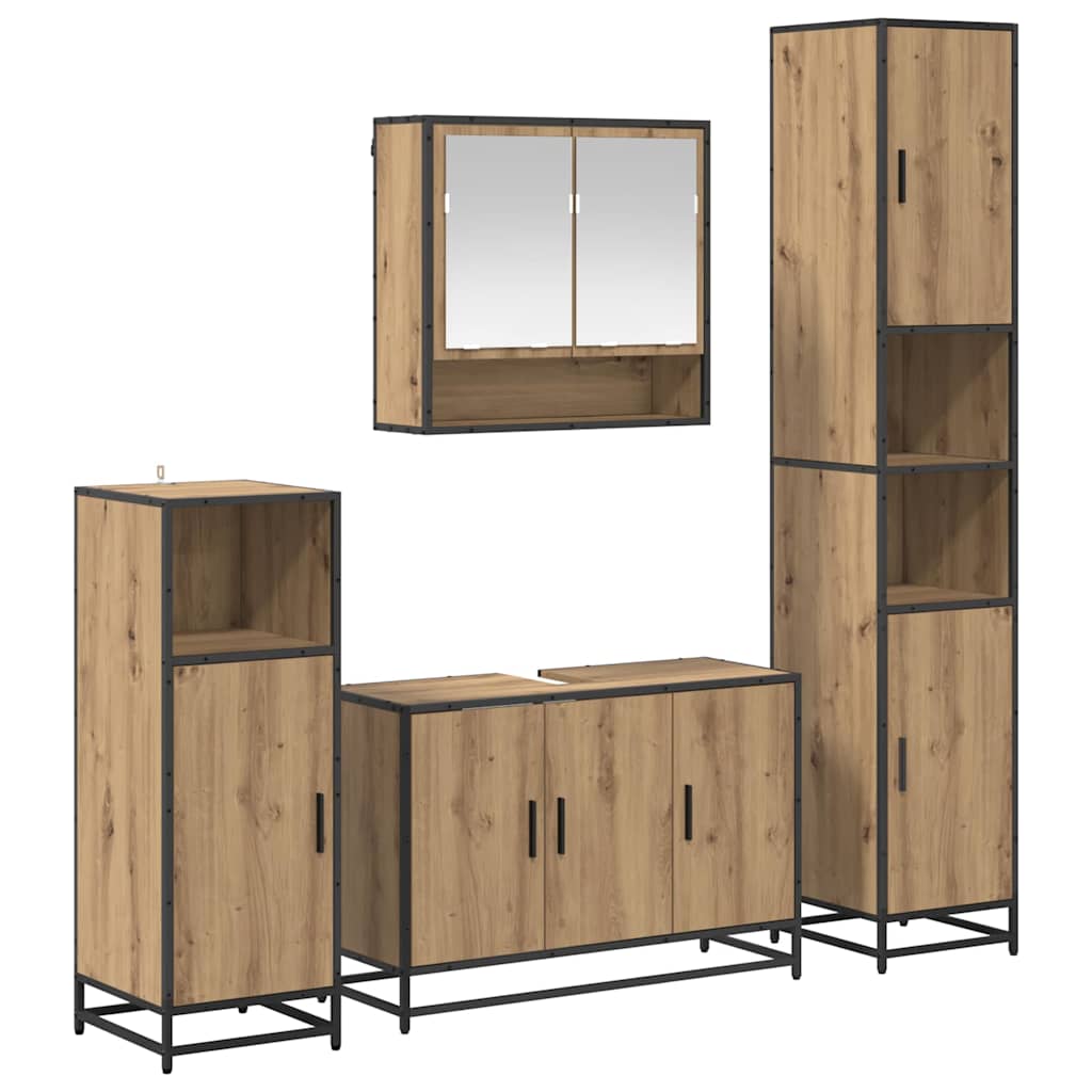 Badezimmermöbel-Set mit Regal 4 pcs Artisan-Eiche Holzwerkstoff