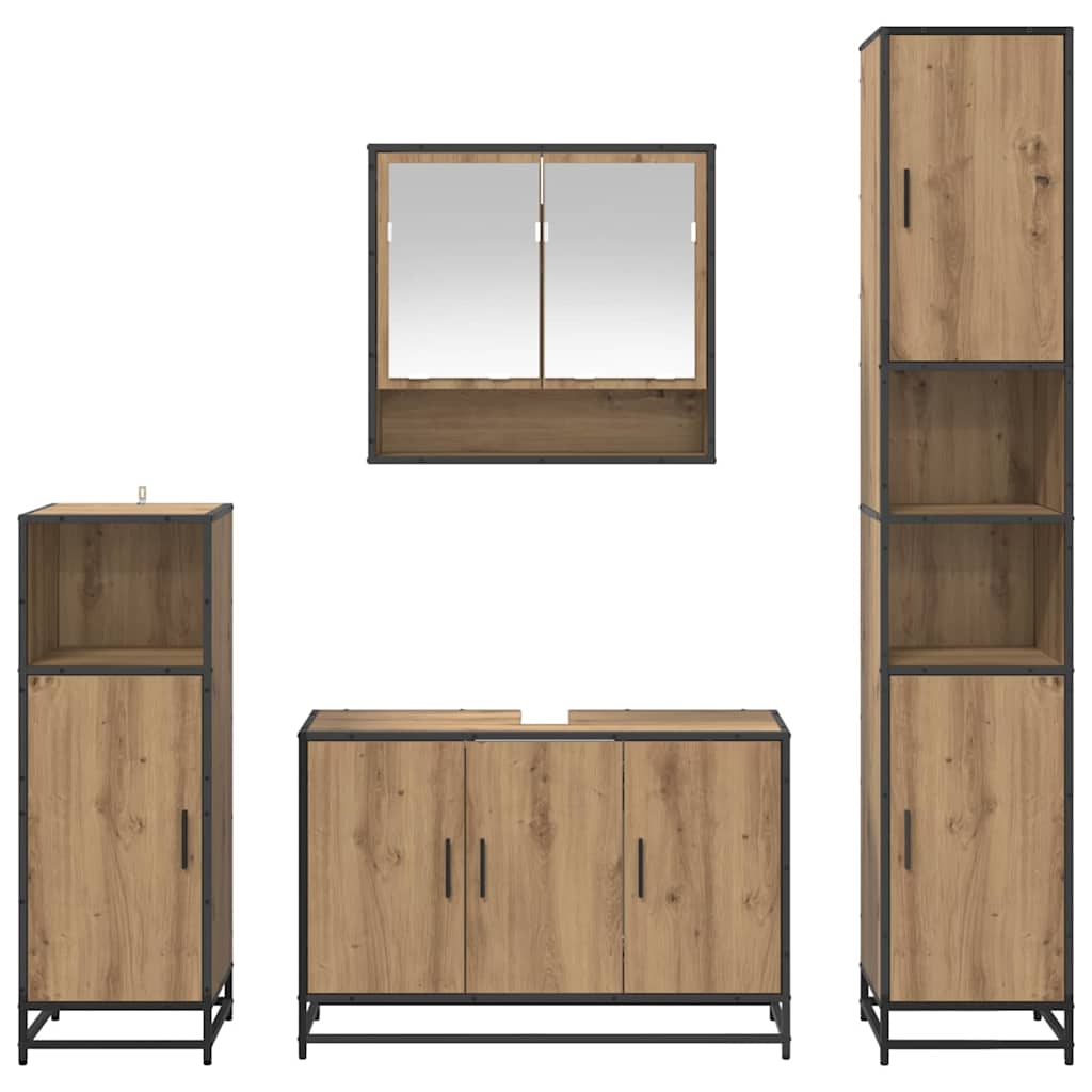 Badezimmermöbel-Set mit Regal 4 pcs Artisan-Eiche Holzwerkstoff