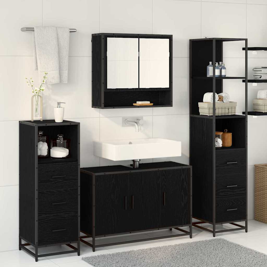 Badezimmermöbel-Set mit Schubladen 3 pcs Altholz Holzwerkstoff