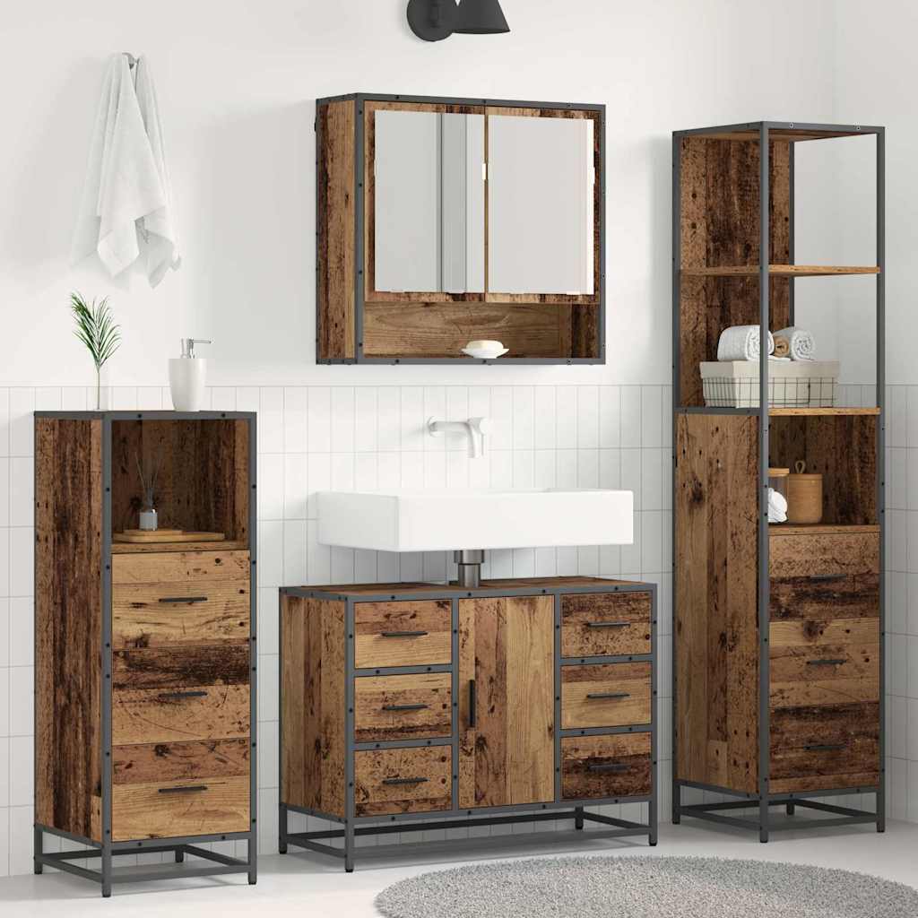 Badezimmermöbel-Set mit Schubladen 4 pcs Altholz Holzwerkstoff