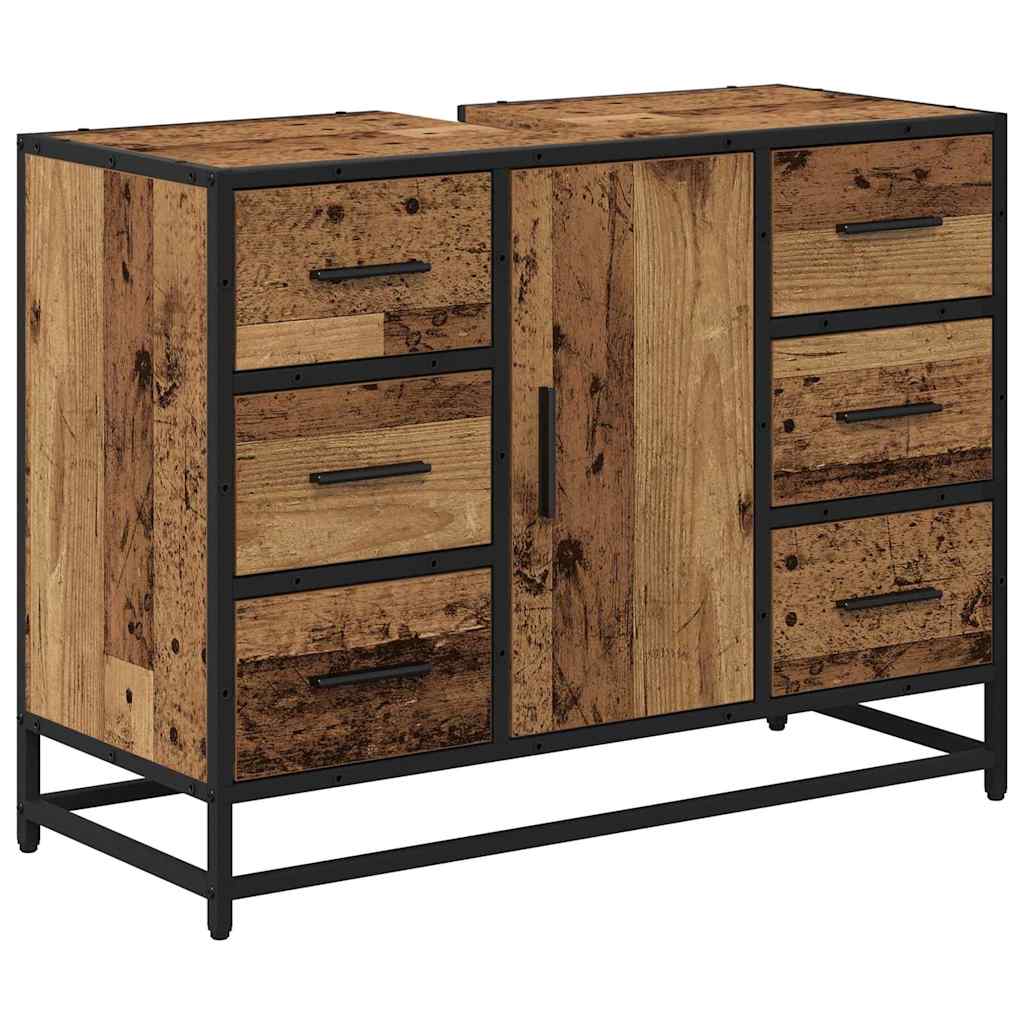 Badezimmermöbel-Set mit Schubladen 4 pcs Altholz Holzwerkstoff