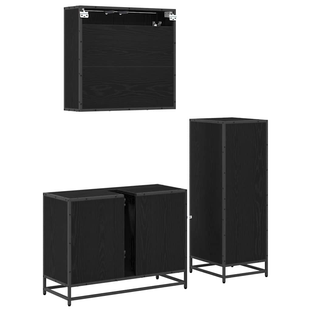 Badezimmermöbel-Set mit Schubladen 3 pcs Altholz Holzwerkstoff