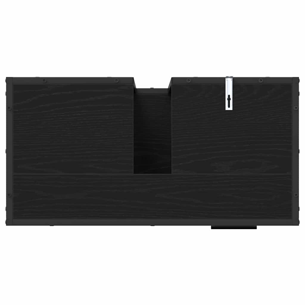 Badezimmermöbel-Set 2 pcs Schwarz Eichen-Optik Holzwerkstoff