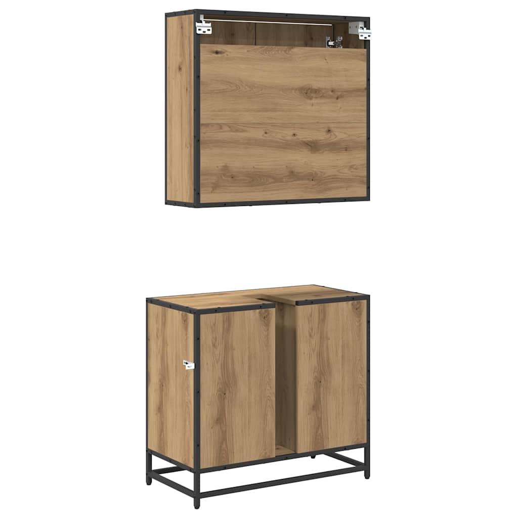 Badezimmermöbel-Set mit Regal 2 pcs Artisan-Eiche Holzwerkstoff