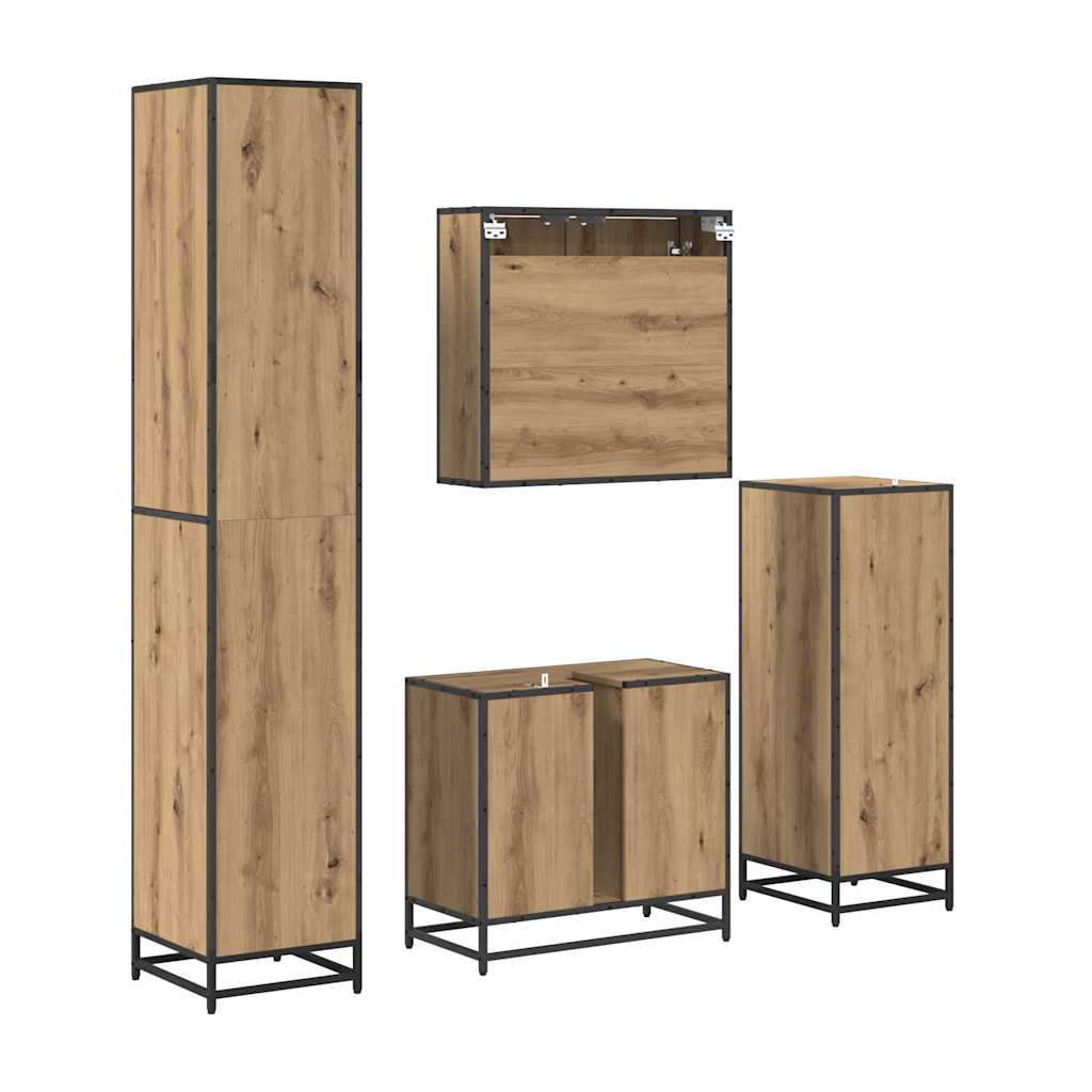 Badezimmermöbel-Set mit Regal 4 pcs Artisan-Eiche Holzwerkstoff