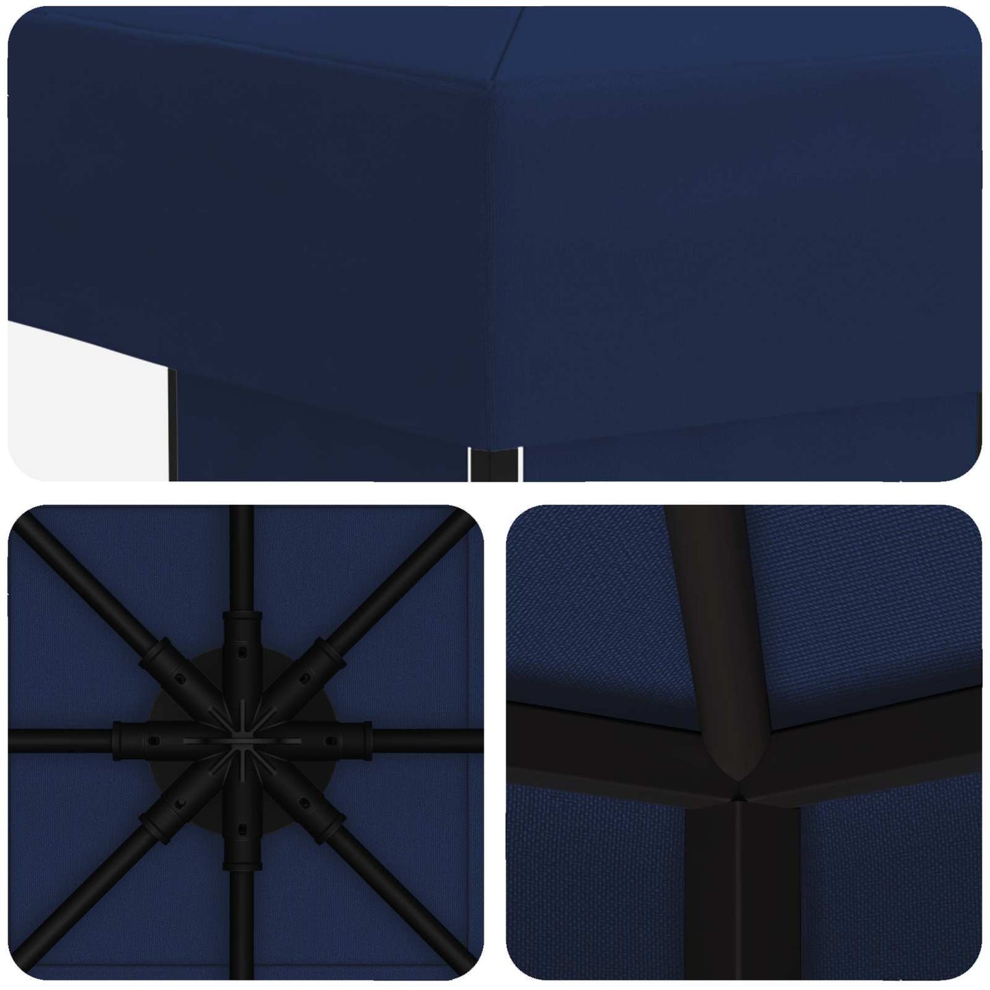 Pavillon 3 x 3 m Blau Polyester und Stahl 190