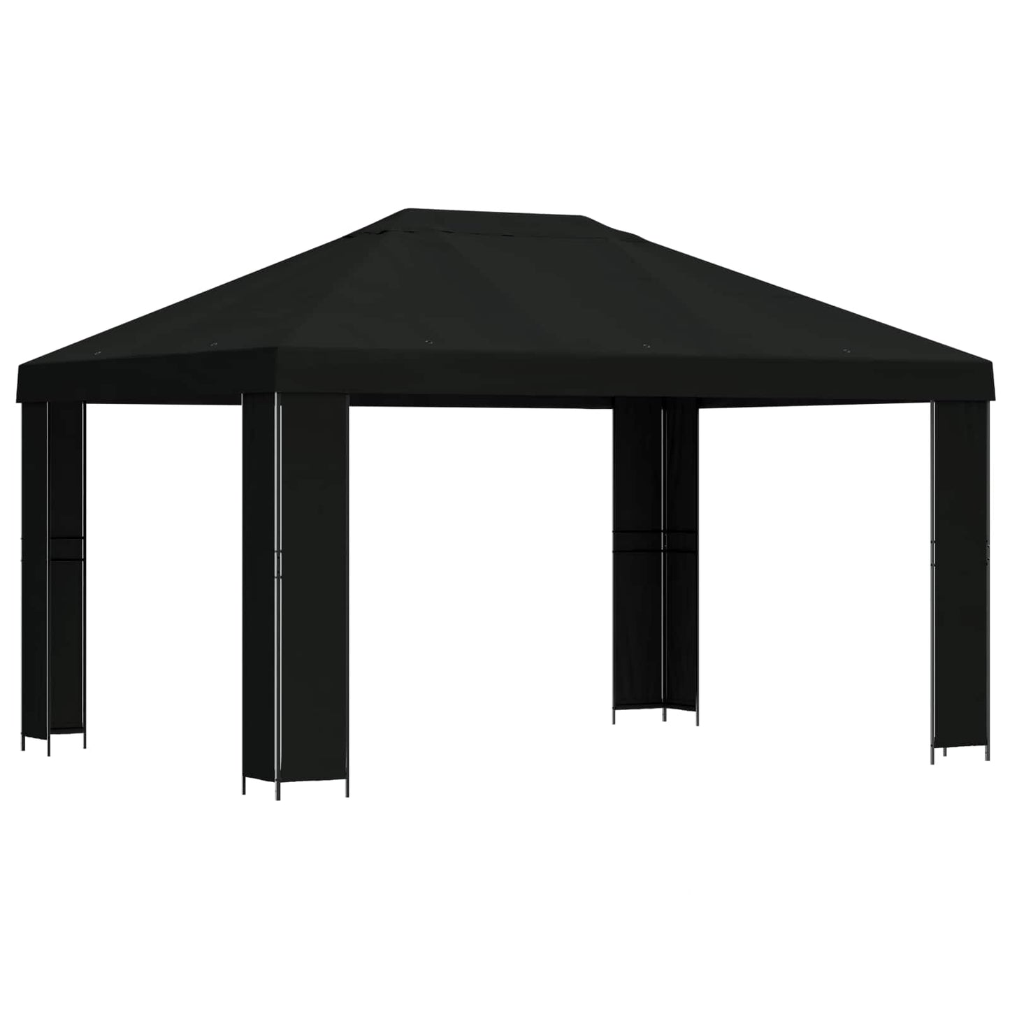 Pavillon 4 x 3 m Schwarz Polyester und Stahl 190