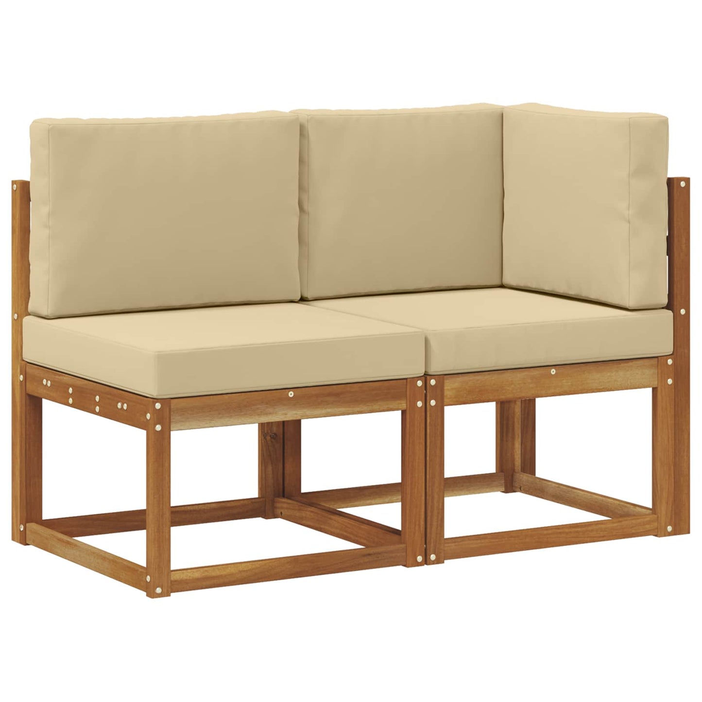 Outdoor Mittel- und Ecksofa mit Kissen 2 Stück Natur und Beige