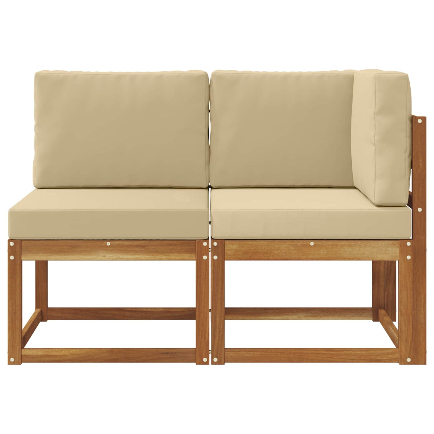 Outdoor Mittel- und Ecksofa mit Kissen 2 Stück Natur und Beige