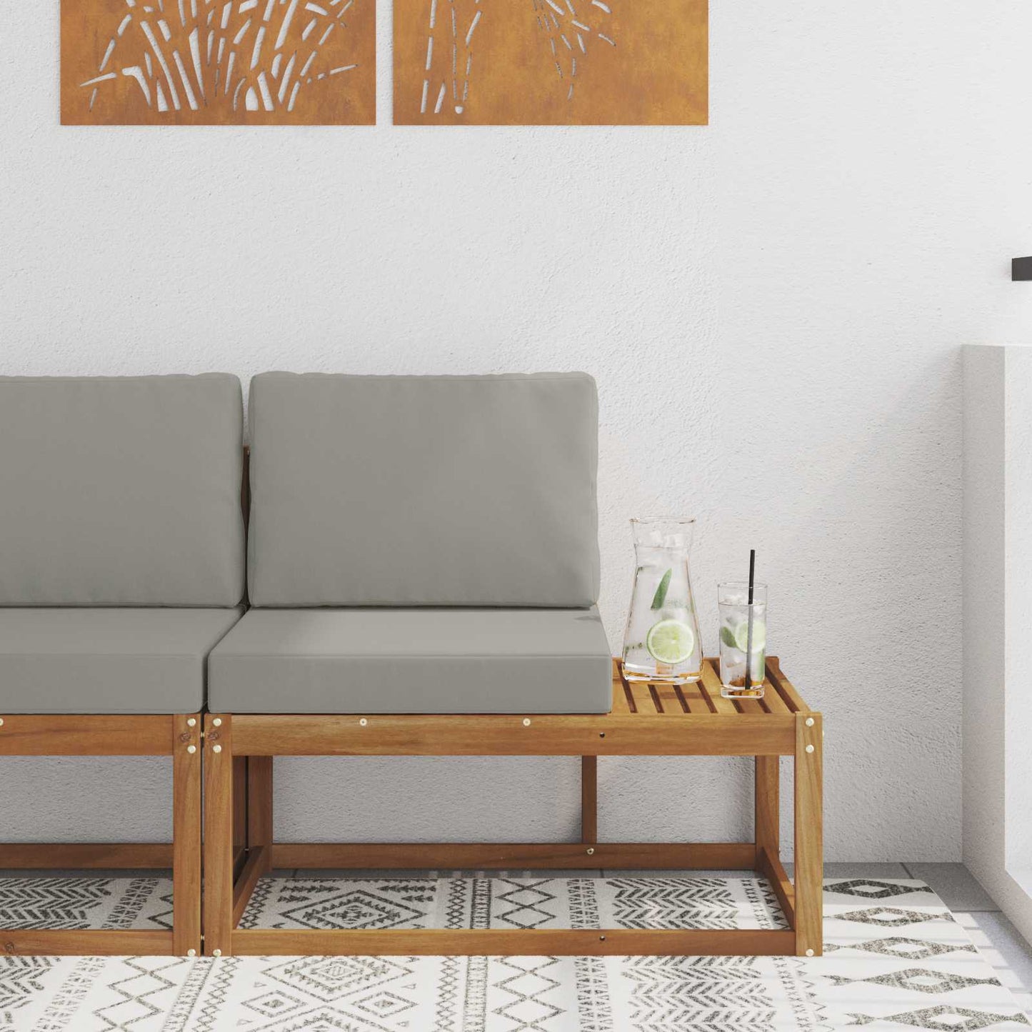 Outdoor End Sofa Natur 91 x 63 x 73 cm Massivholz Akazie