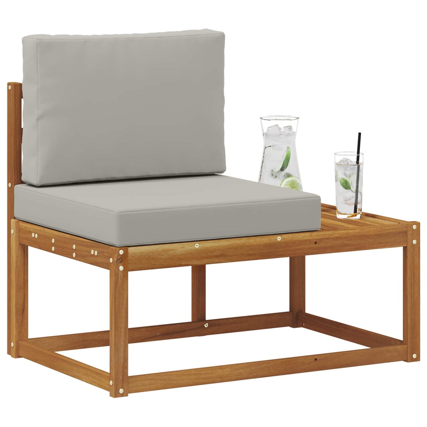 Outdoor End Sofa Natur 91 x 63 x 73 cm Massivholz Akazie