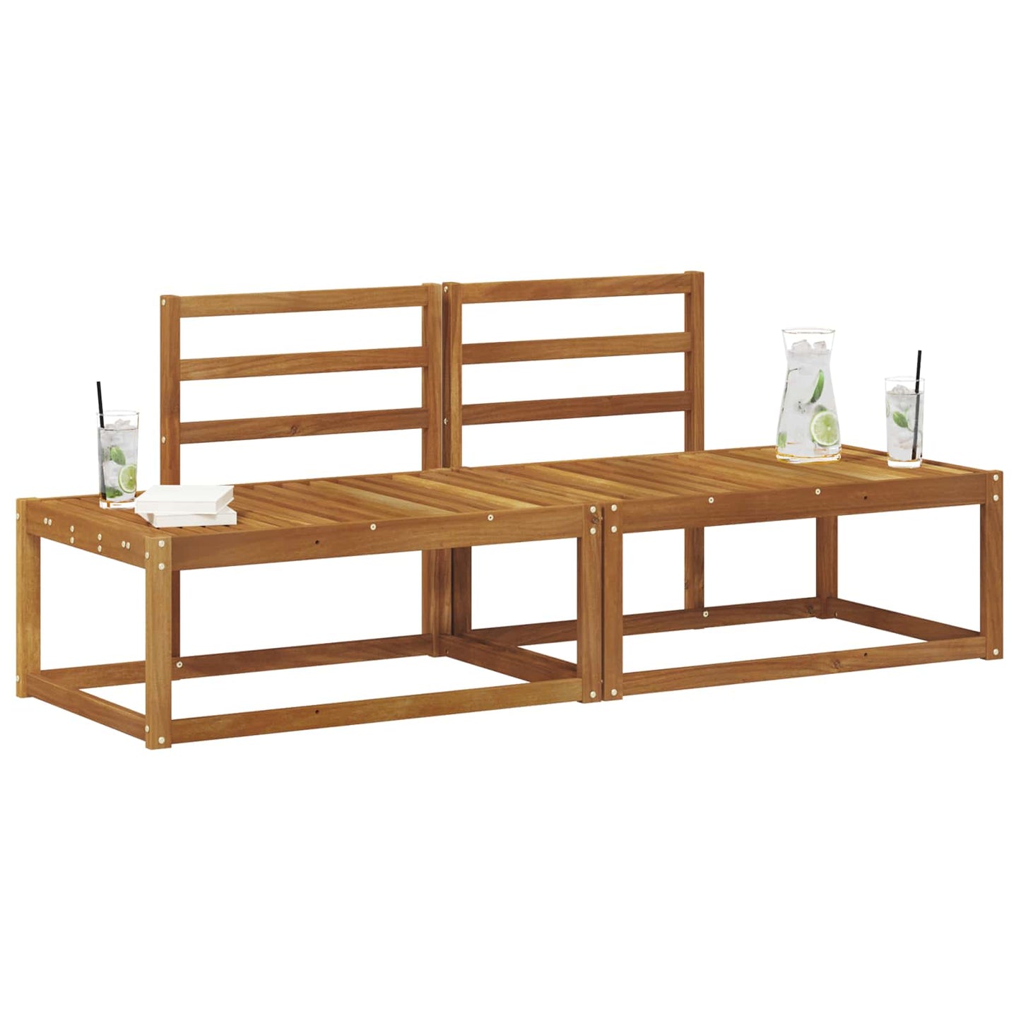 Outdoor End Sofa 2 Stück Natur 182,5 x 63 x 73 cm