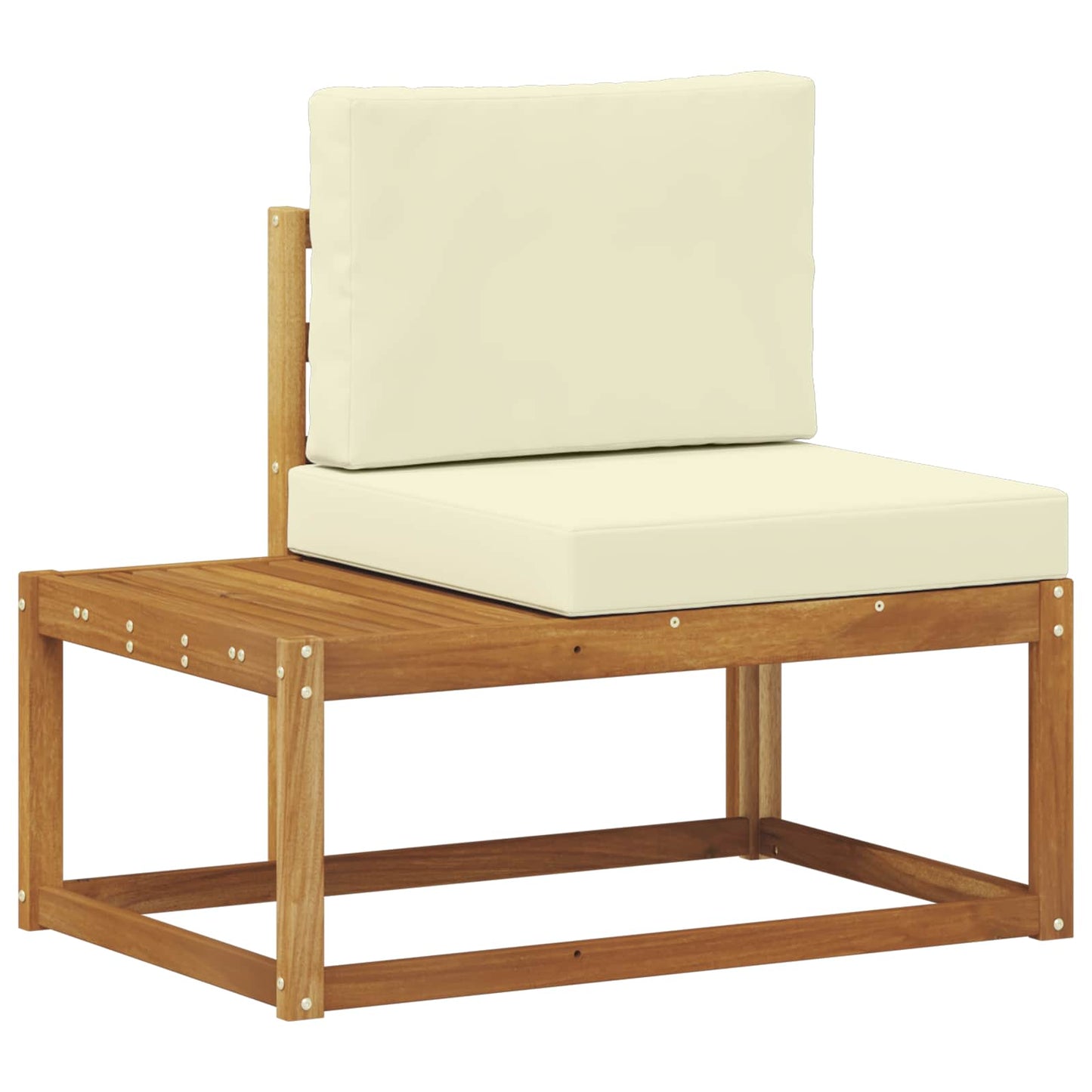 Outdoor End Sofa 2 Stück Natur und Creme Massivholz Akazie
