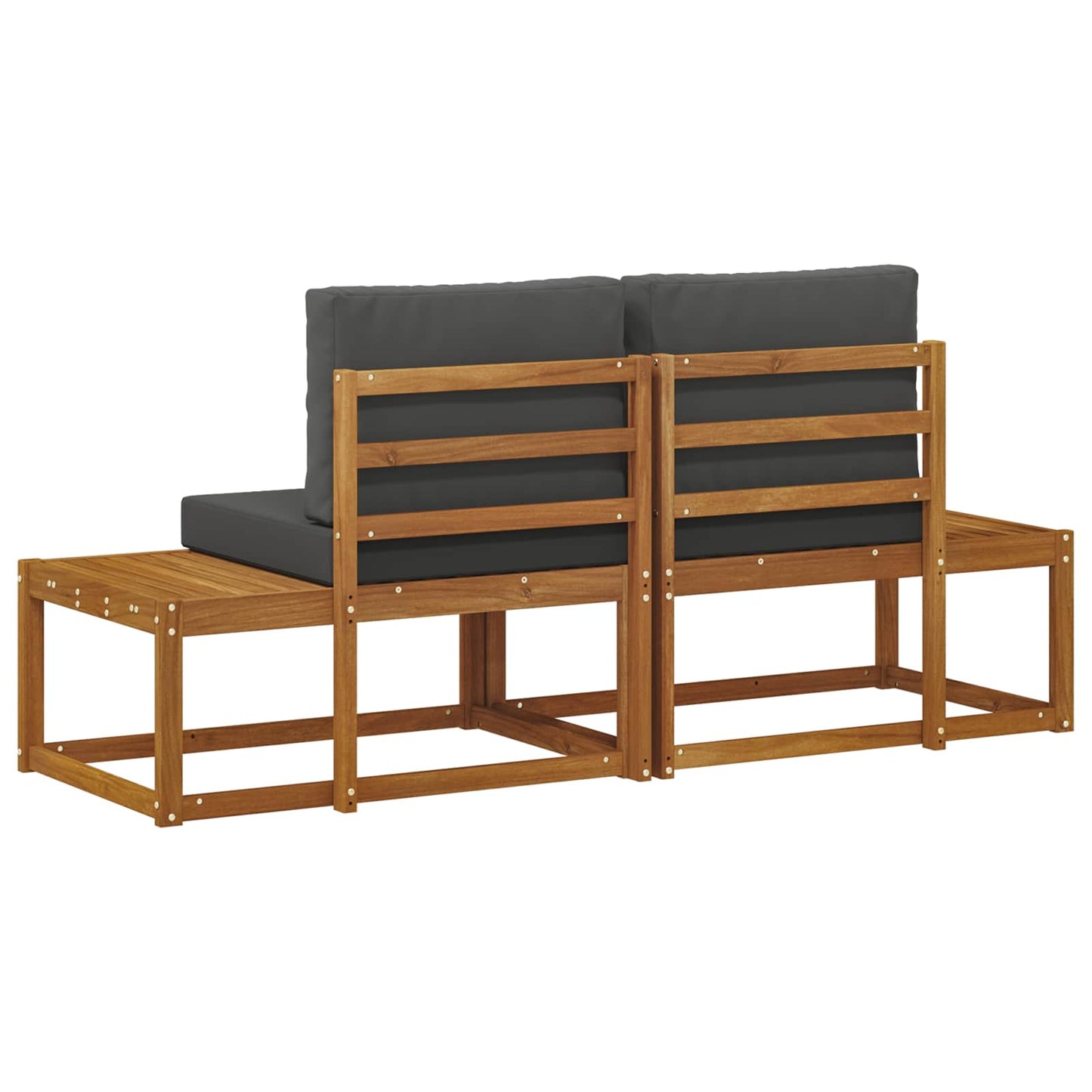 Outdoor End Sofa 2 Stück Natur und Anthrazit Massivholz Akazie