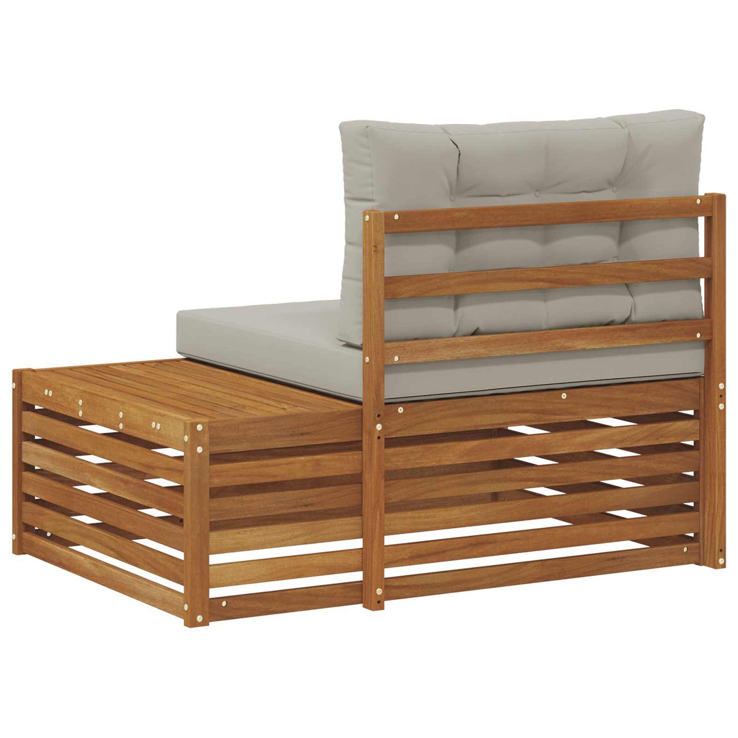 Outdoor Endsofa 3 Stück Natürlich und Hellgrau 115 x 83 x 73 cm