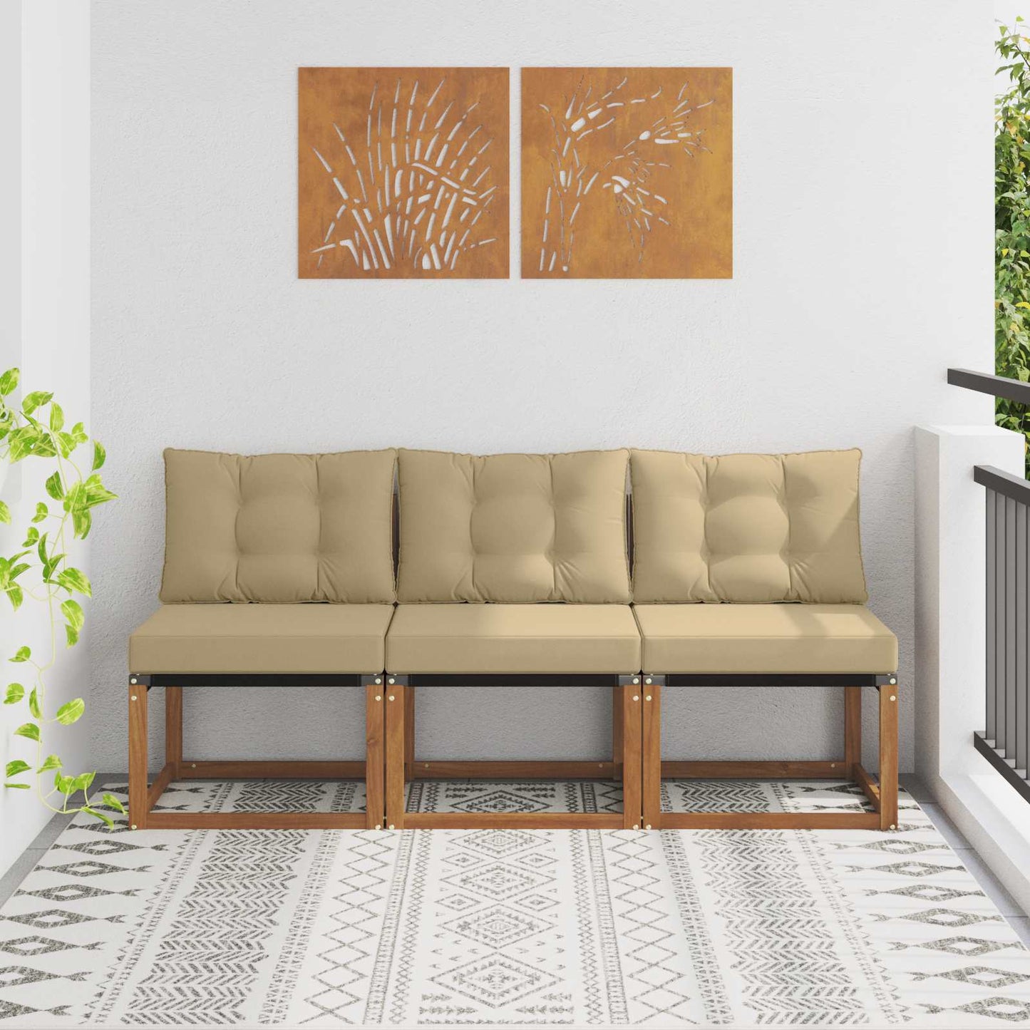 3 Stück Outdoor Mittelsofa