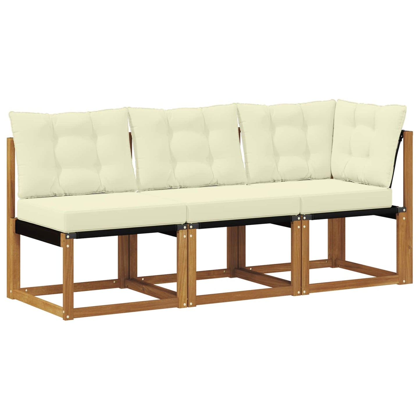 Outdoor Mittel- und Ecksofa mit Kissen 3 Stück Natur