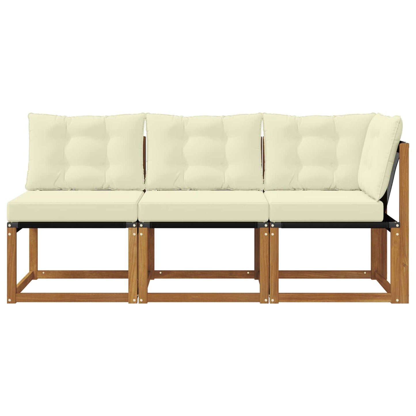 Outdoor Mittel- und Ecksofa mit Kissen 3 Stück Natur