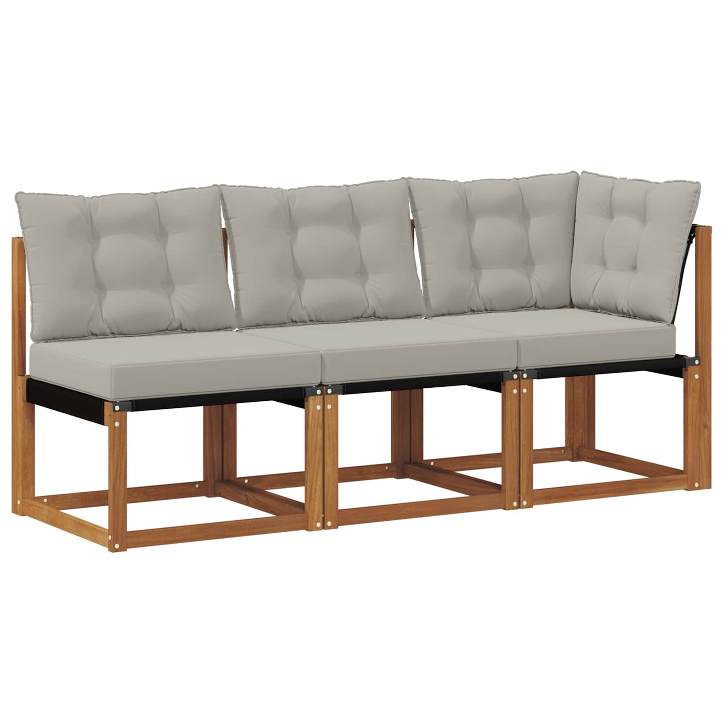 Outdoor Mittel- und Ecksofa mit Kissen 3 Stück Natur