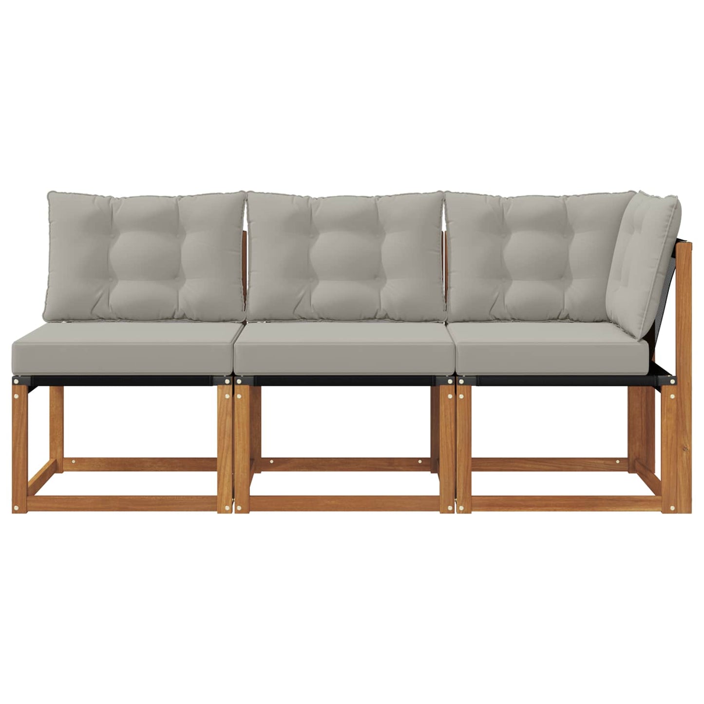 Outdoor Mittel- und Ecksofa mit Kissen 3 Stück Natur