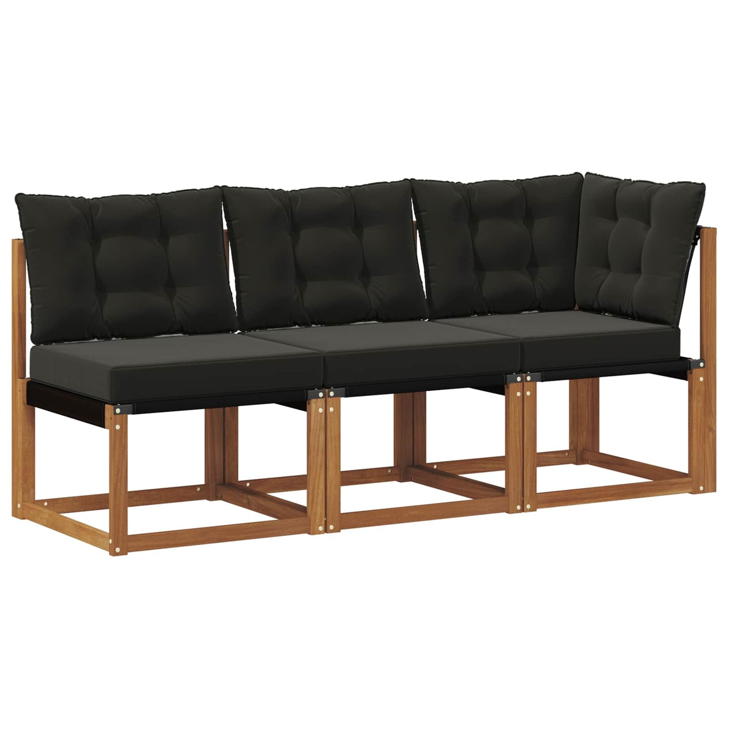 Outdoor Mittel- und Ecksofa mit Kissen 3 Stück Natur