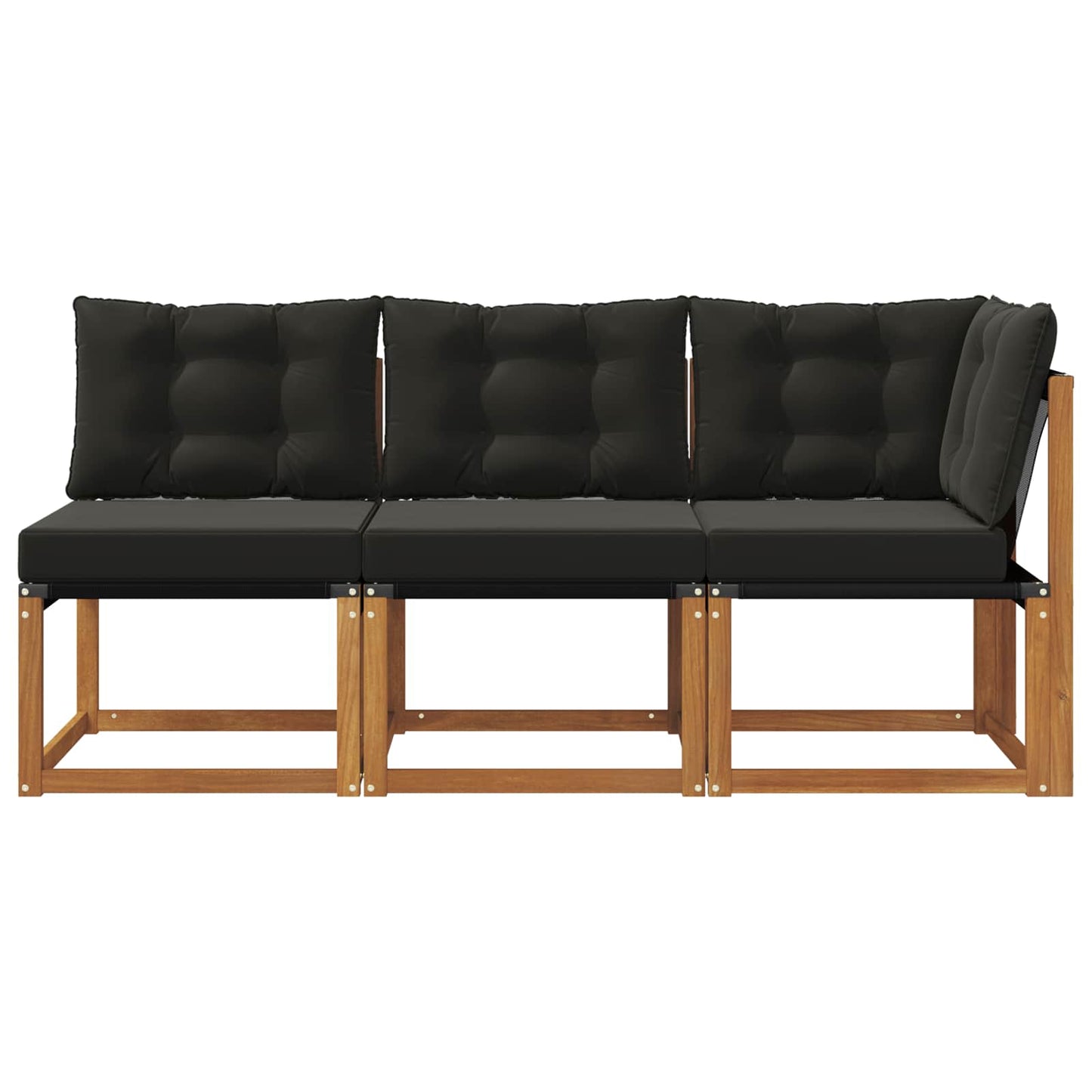 Outdoor Mittel- und Ecksofa mit Kissen 3 Stück Natur