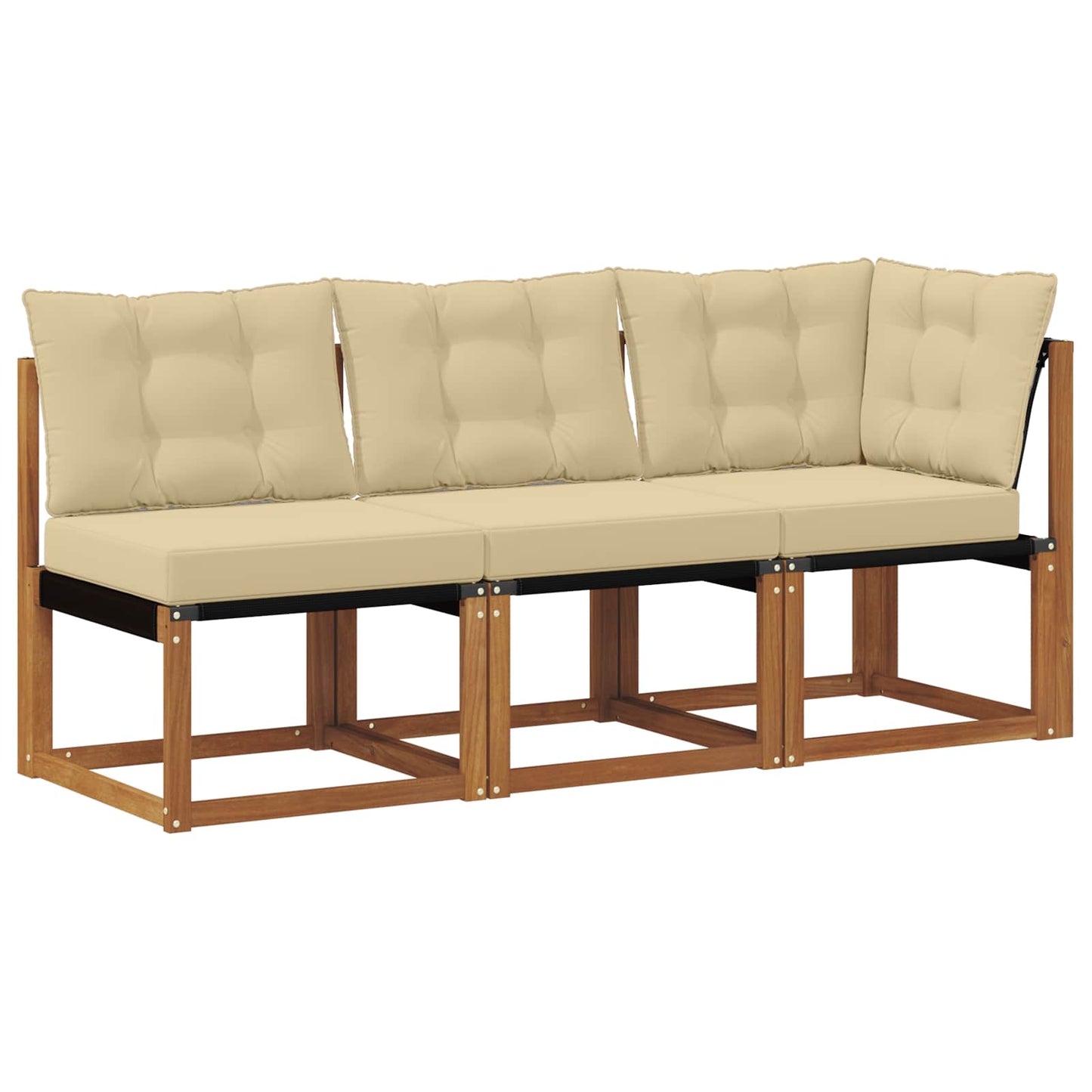 Outdoor Mittel- und Ecksofa mit Kissen 3 Stück Natur