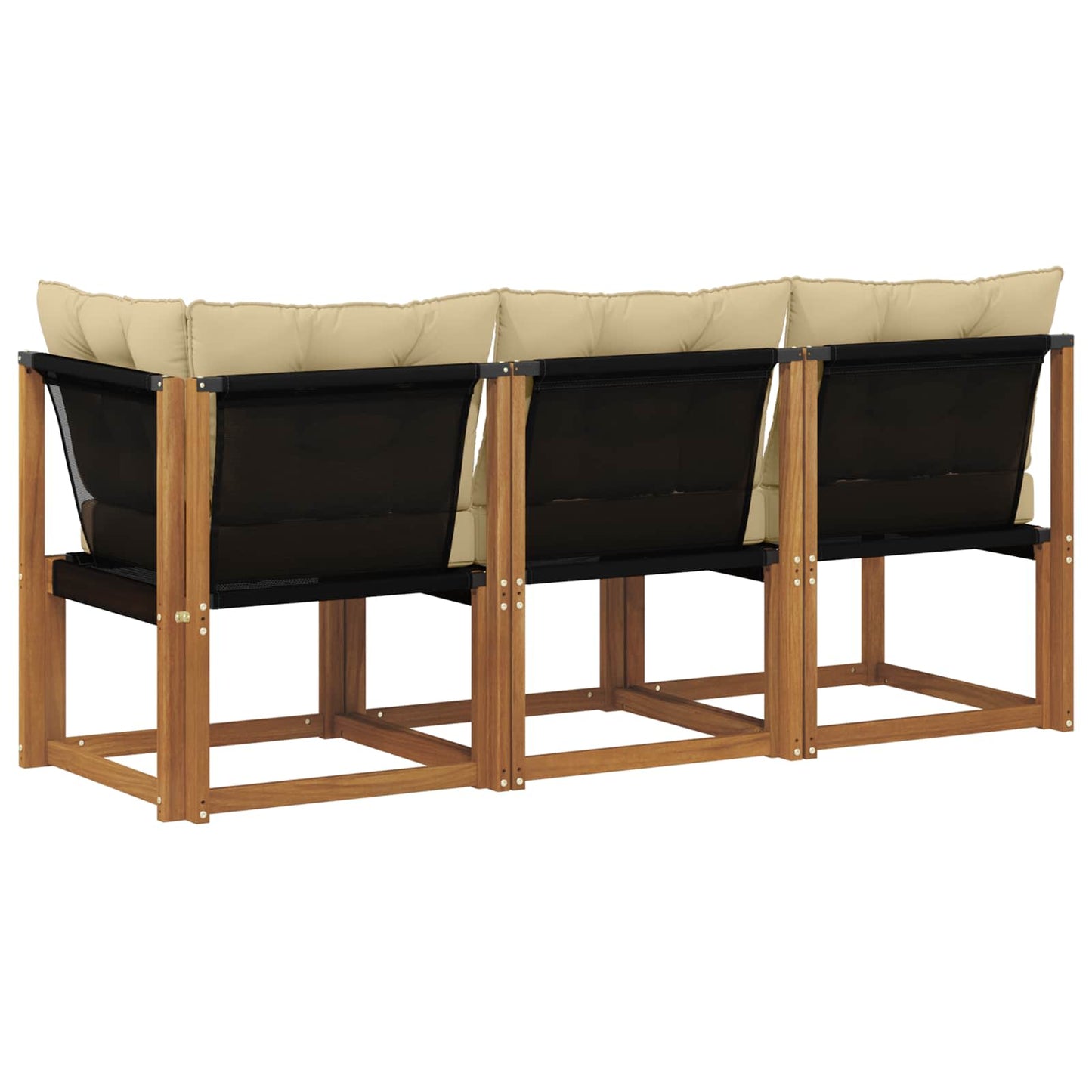 Outdoor Mittel- und Ecksofa mit Kissen 3 Stück Natur