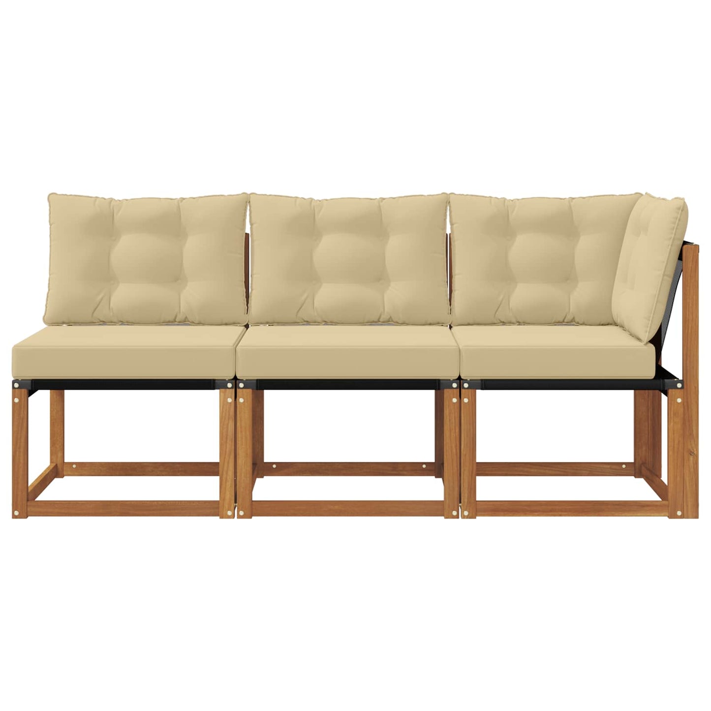 Outdoor Mittel- und Ecksofa mit Kissen 3 Stück Natur