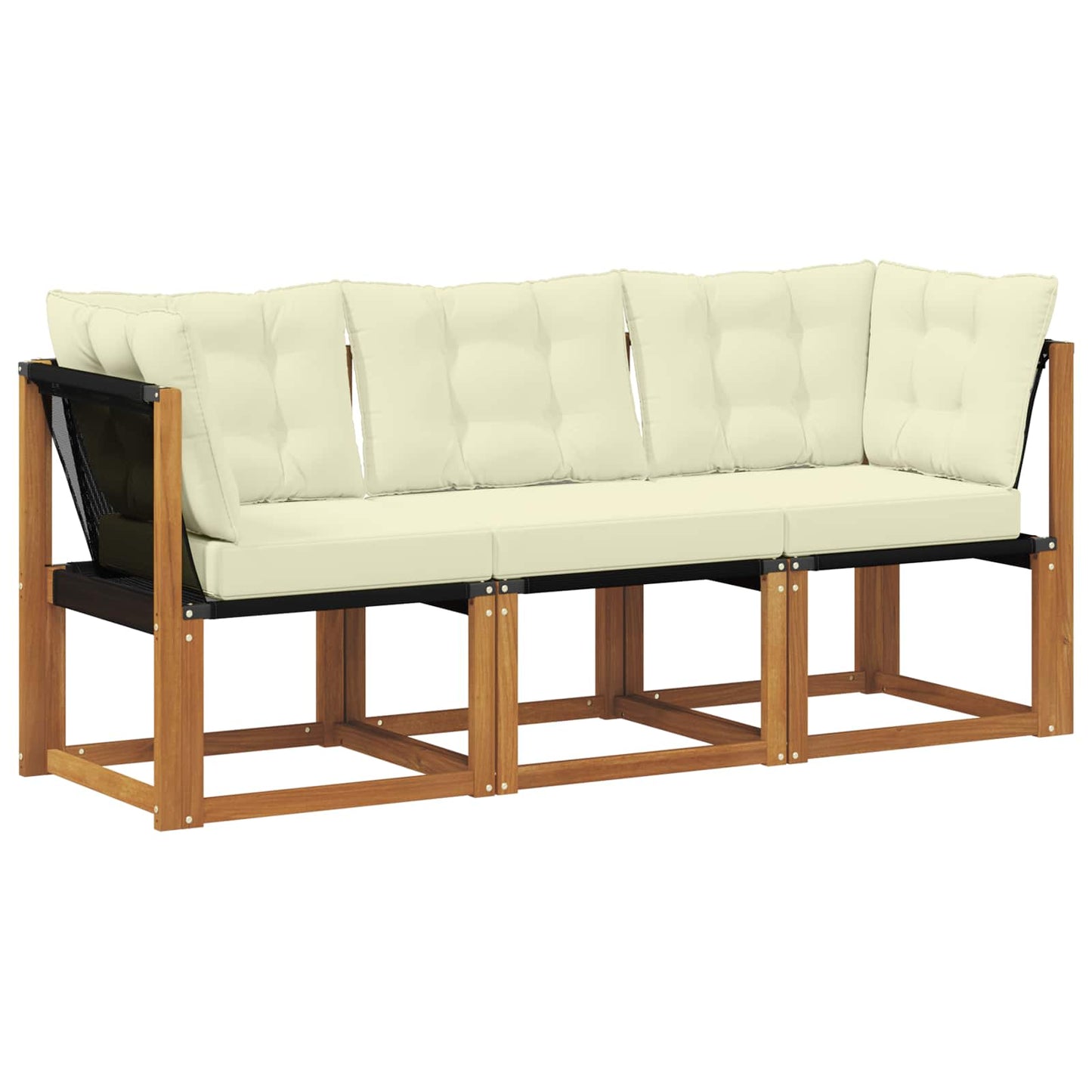 Outdoor Mittel- und Ecksofa mit Kissen 3 Stück Natur