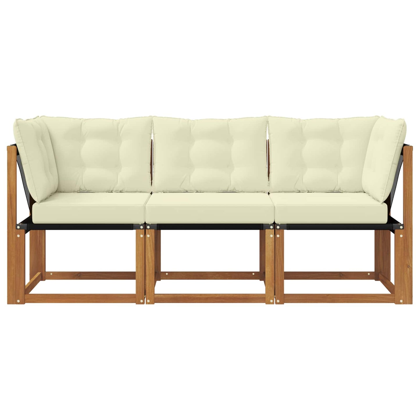 Outdoor Mittel- und Ecksofa mit Kissen 3 Stück Natur